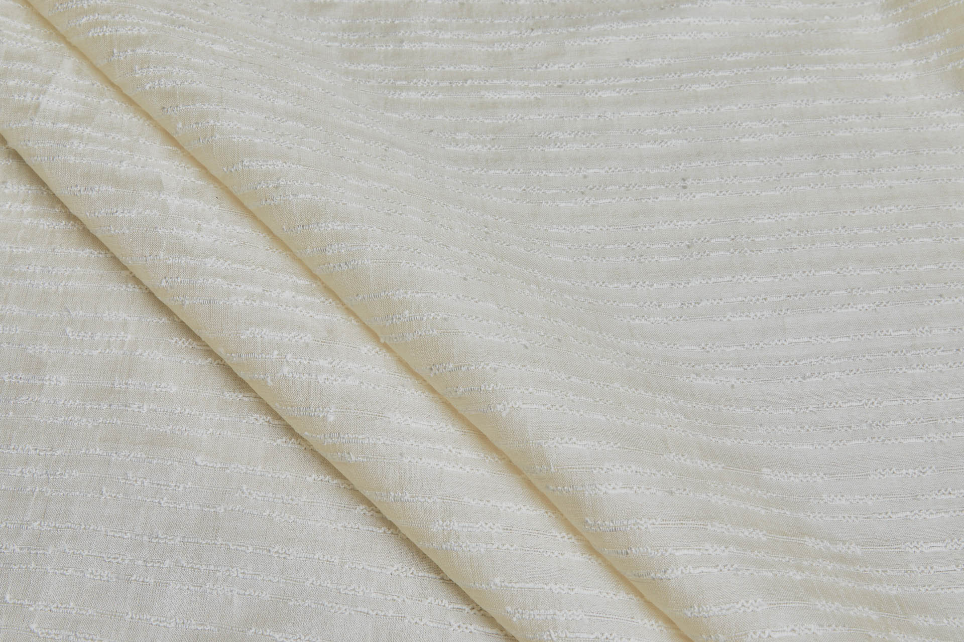 Textured Sheer Silk Tussah / Tassar - Cream and Ivory fabric