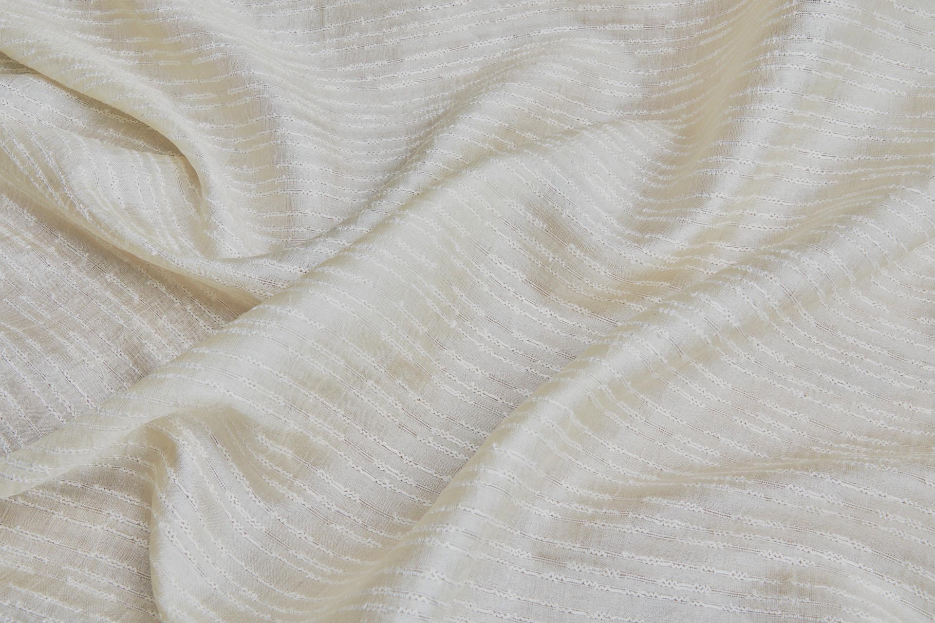 Textured Sheer Silk Tussah / Tassar - Cream and Ivory fabric, image 6 of 7