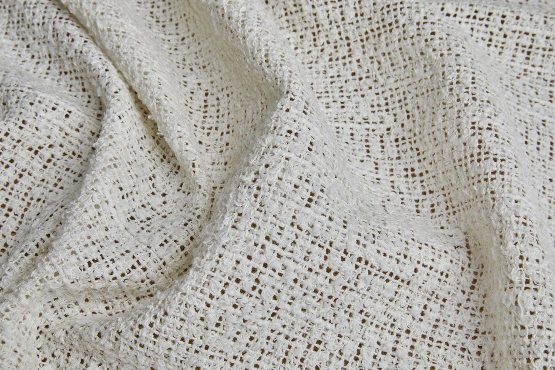 Tufty Knotted Texture Loose Weave Cotton in Ecru fabric, image 4 of 8