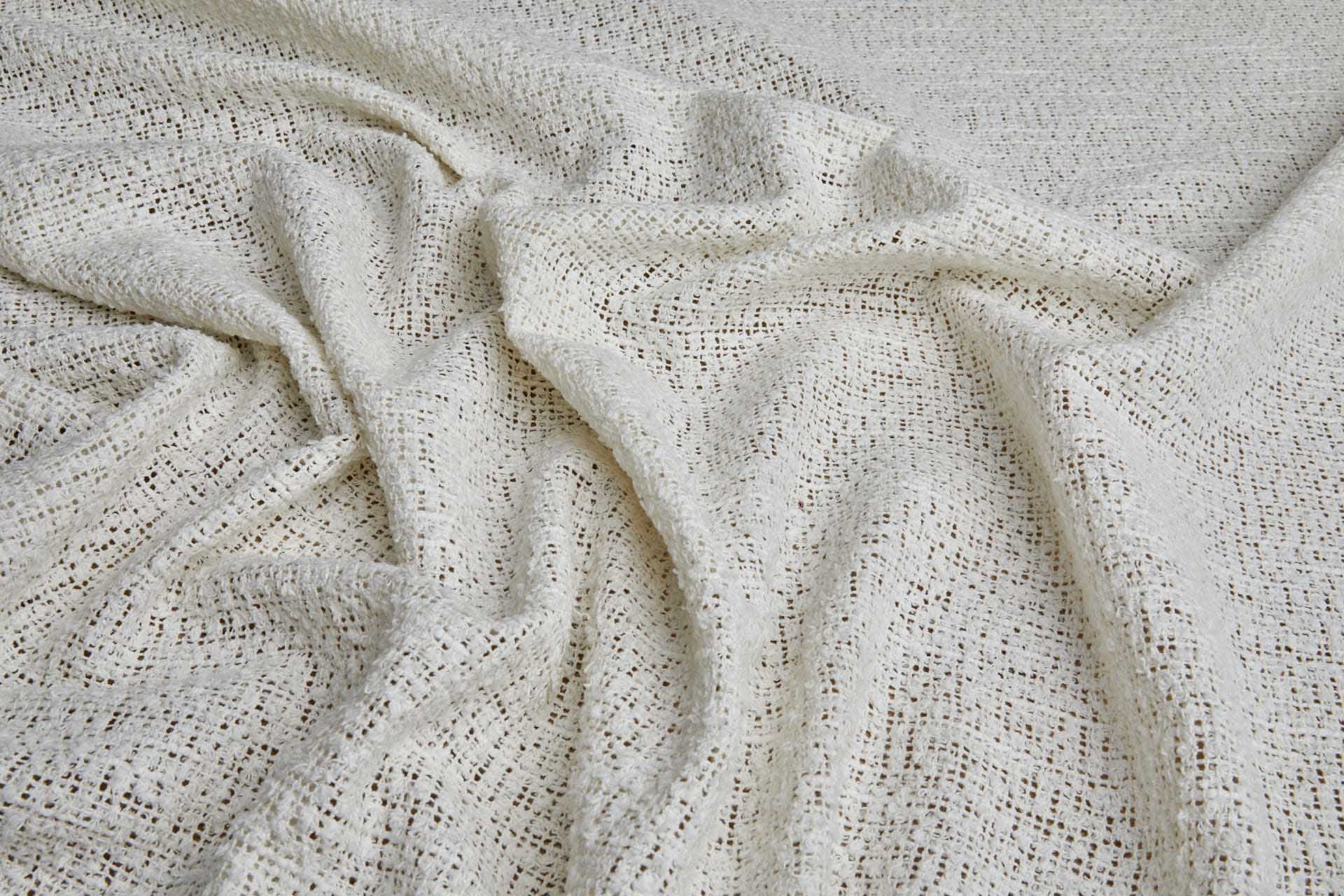 Tufty Knotted Texture Loose Weave Cotton in Ecru fabric, image 5 of 8