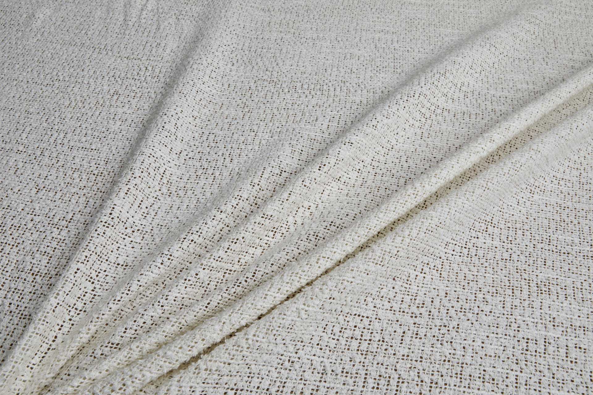 Tufty Knotted Texture Loose Weave Cotton in Ecru fabric, image 6 of 8
