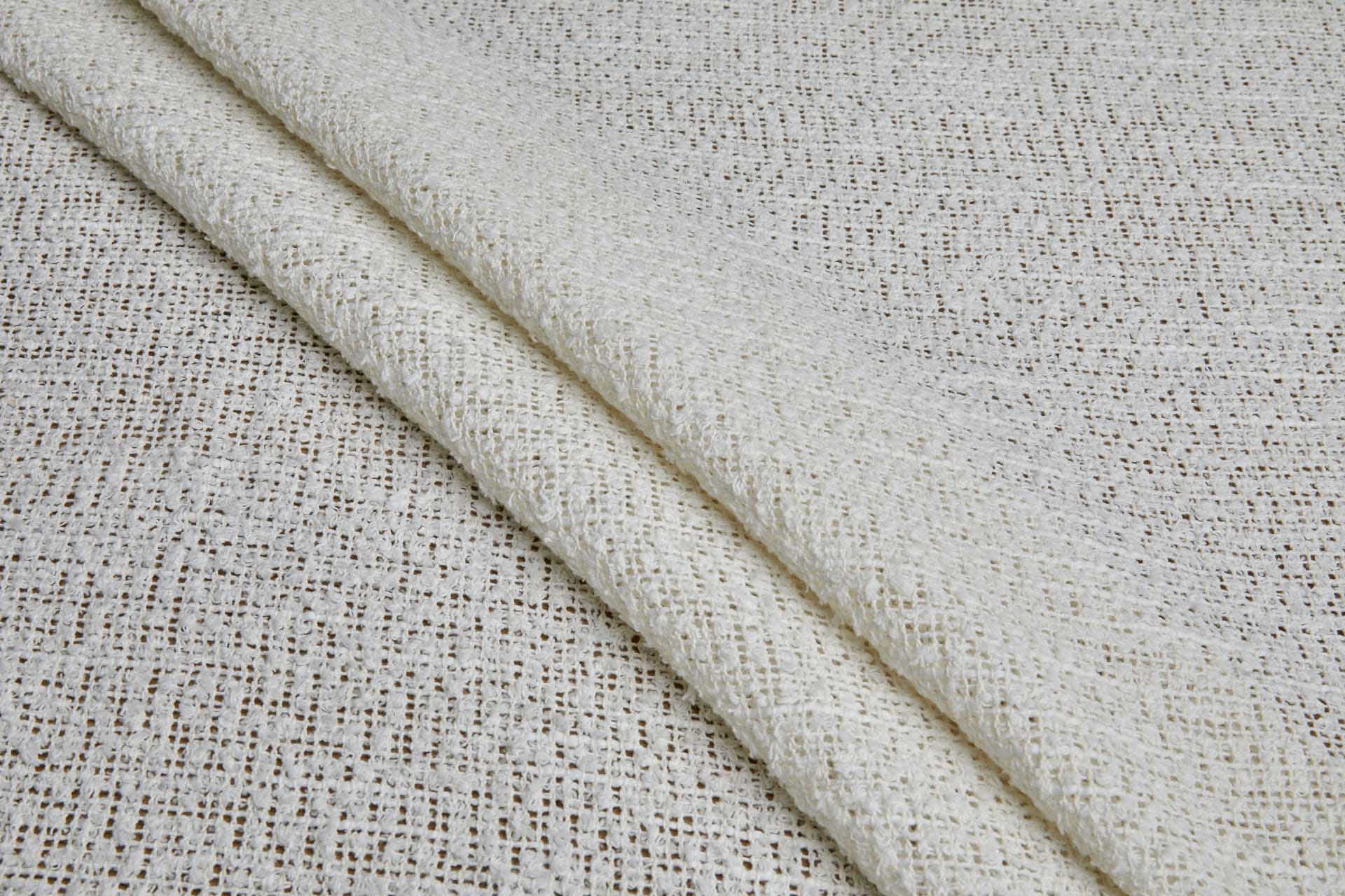 Tufty Knotted Texture Loose Weave Cotton in Ecru fabric