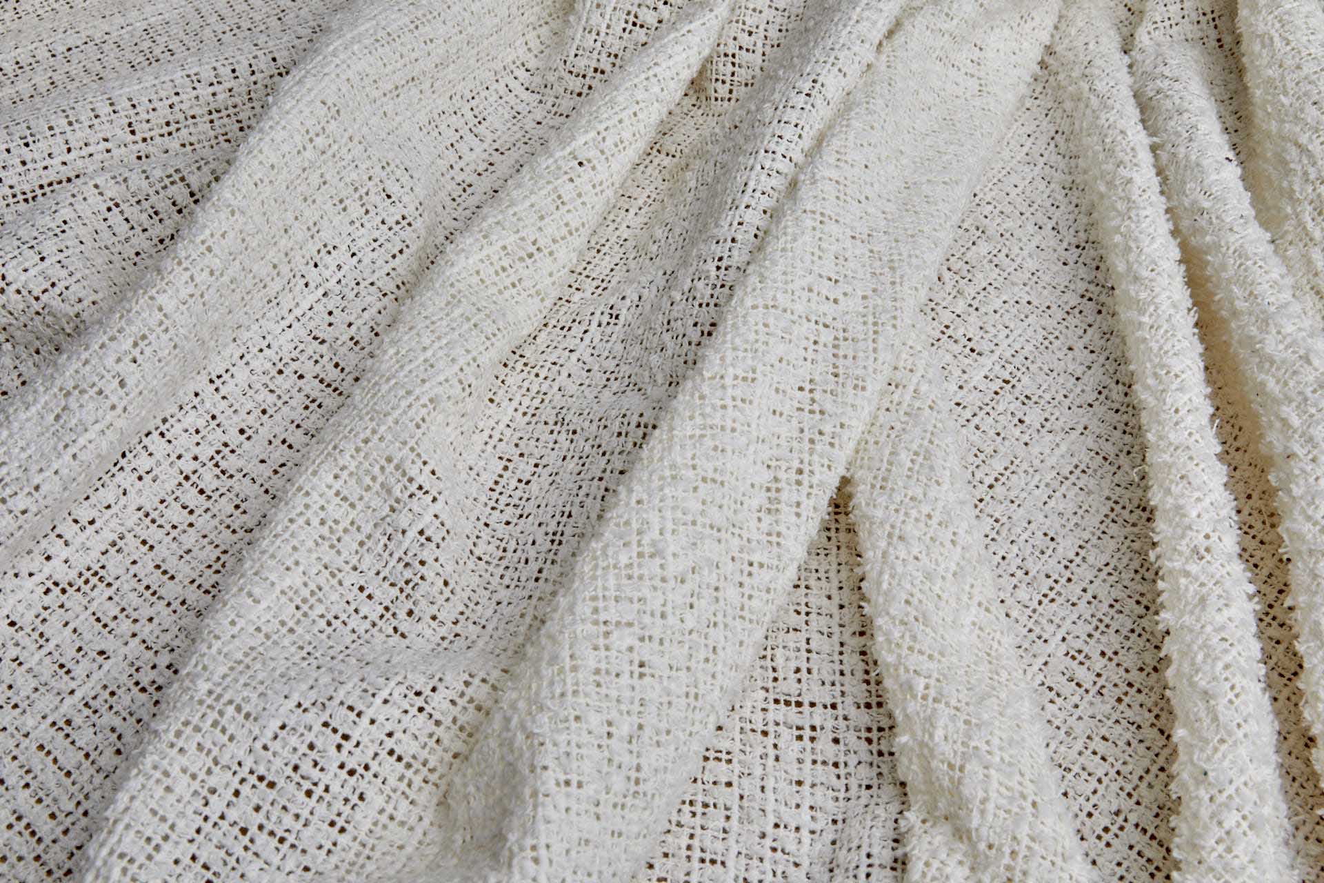 Tufty Knotted Texture Loose Weave Cotton in Ecru fabric, image 7 of 8