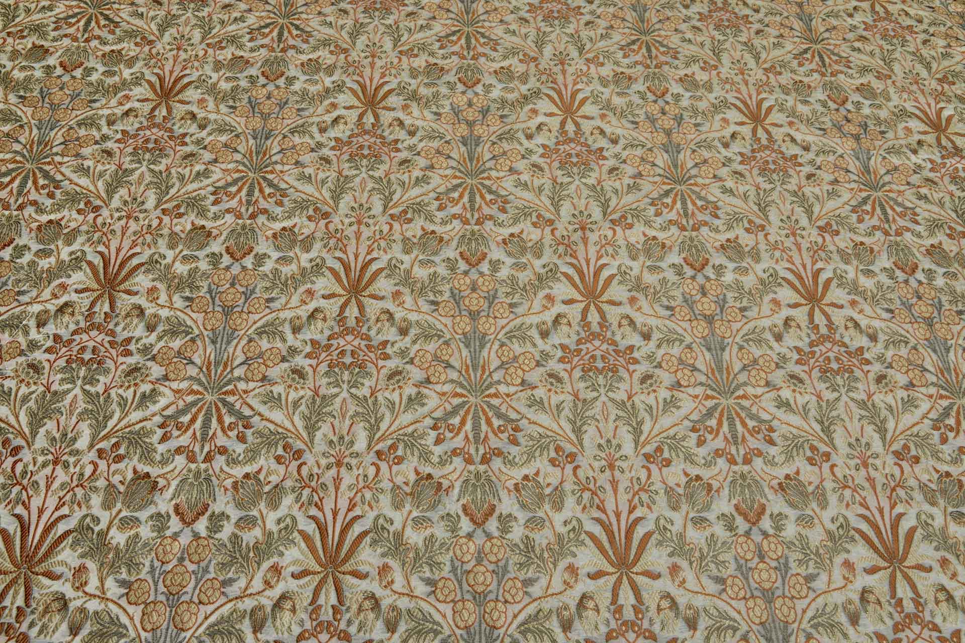 Banaras Brocade - Art Noveau Style Cream Olive & Rust fabric, image 8 of 8