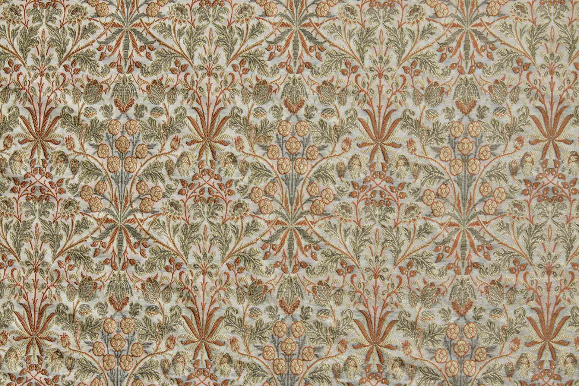 Banaras Brocade - Art Noveau Style Cream Olive & Rust fabric, image 7 of 8