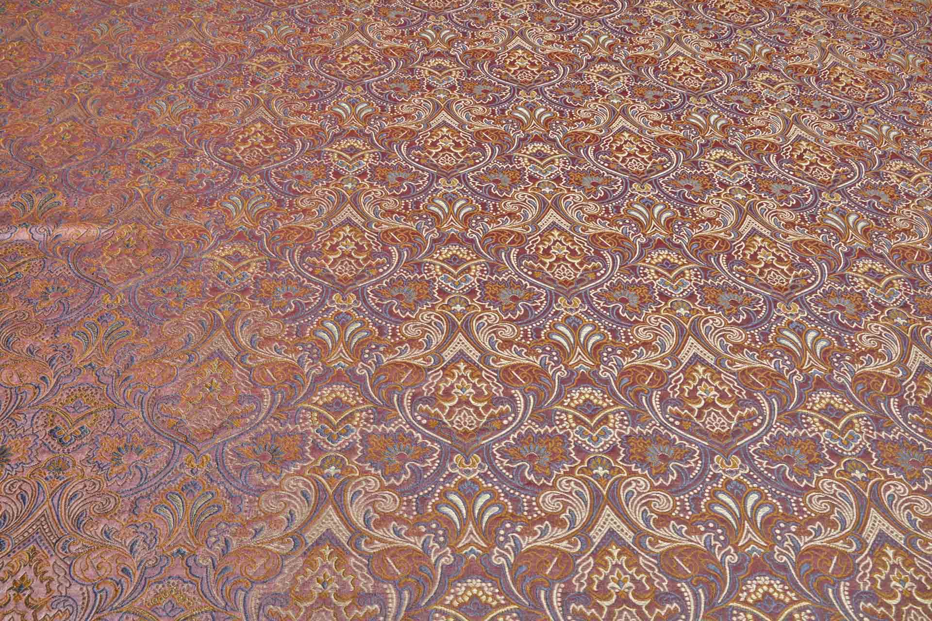 Banaras Brocade - Larger Swirl in Dusty Pink, Orange, Rust & Gold fabric, image 2 of 6