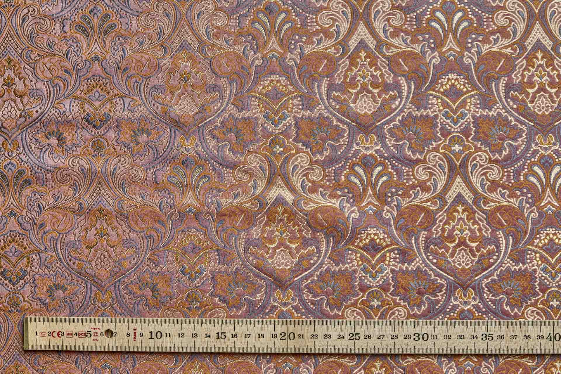 Banaras Brocade - Larger Swirl in Dusty Pink, Orange, Rust & Gold fabric, image 4 of 6