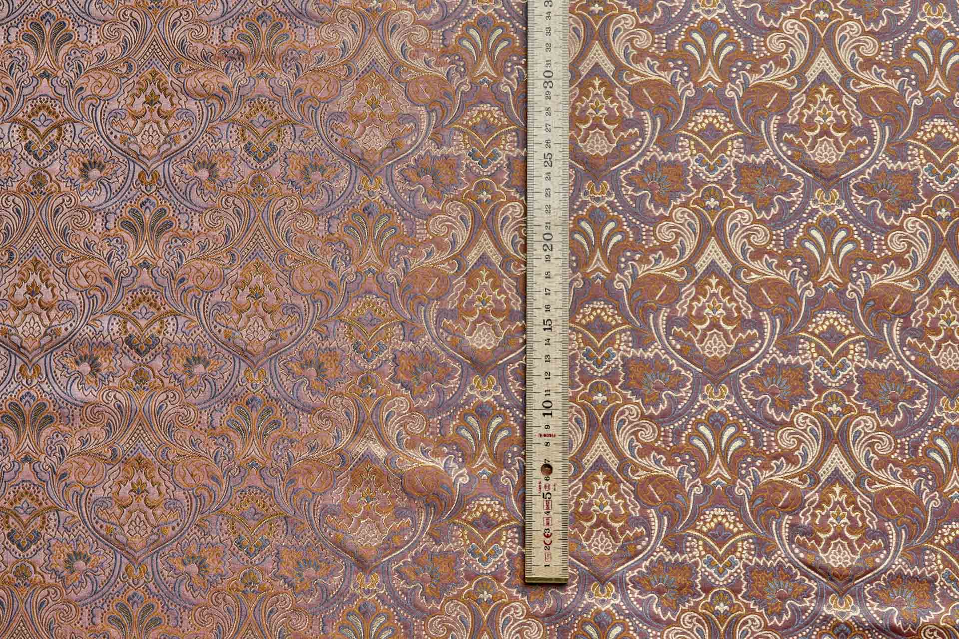 Banaras Brocade - Larger Swirl in Dusty Pink, Orange, Rust & Gold fabric, image 5 of 6