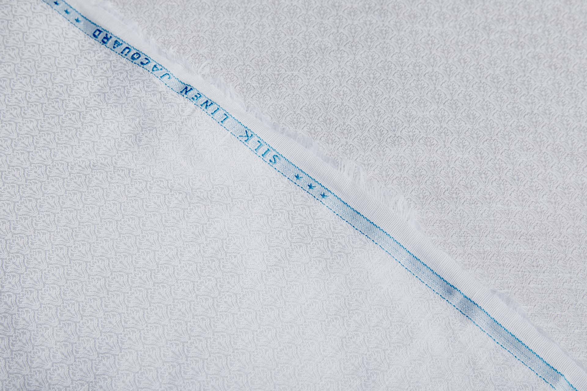 Small Pattern Silk and Linen Jacquard in Ivory fabric, image 2 of 9