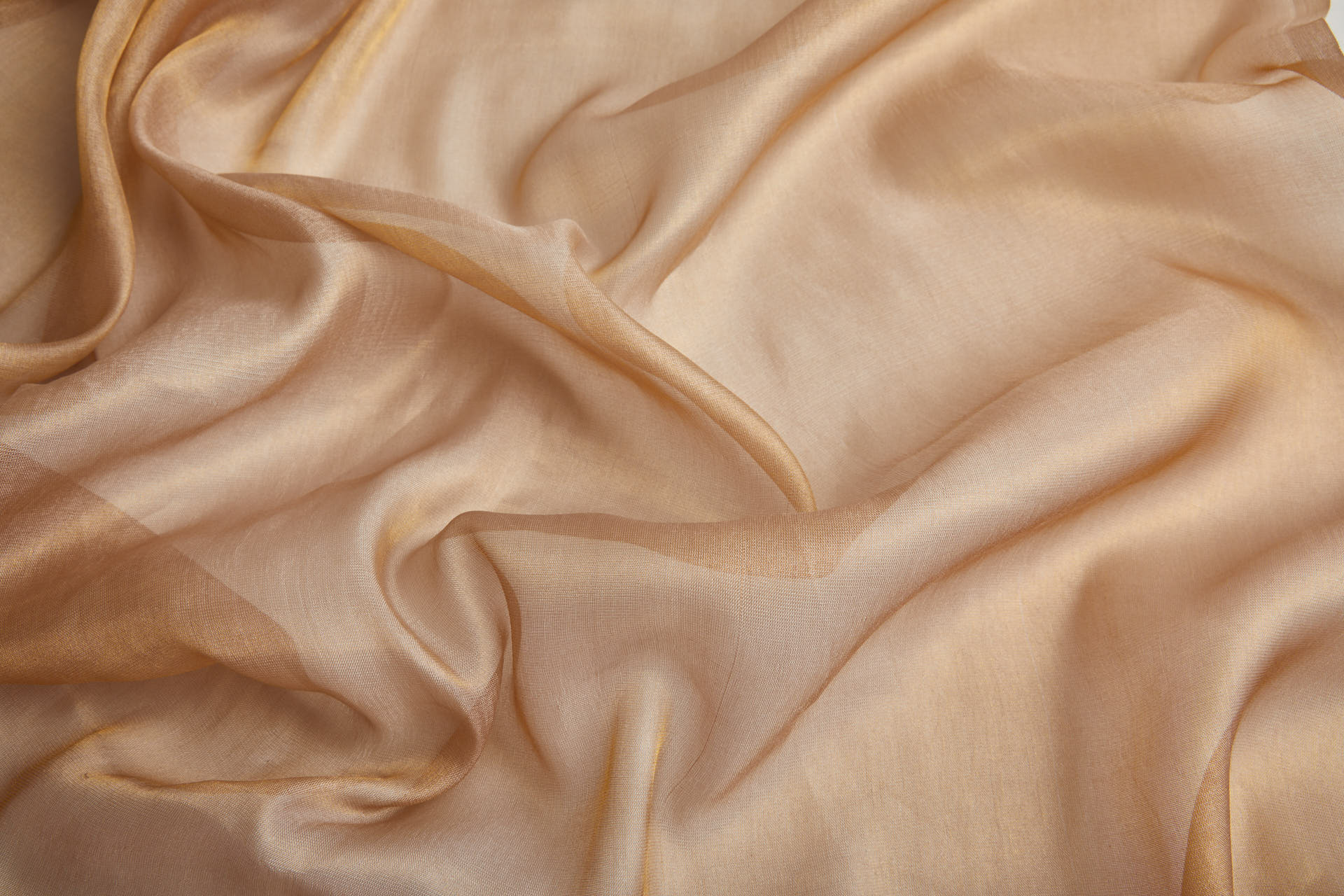 Silk Metallic Chiffon - Caramel fabric, image 6 of 12