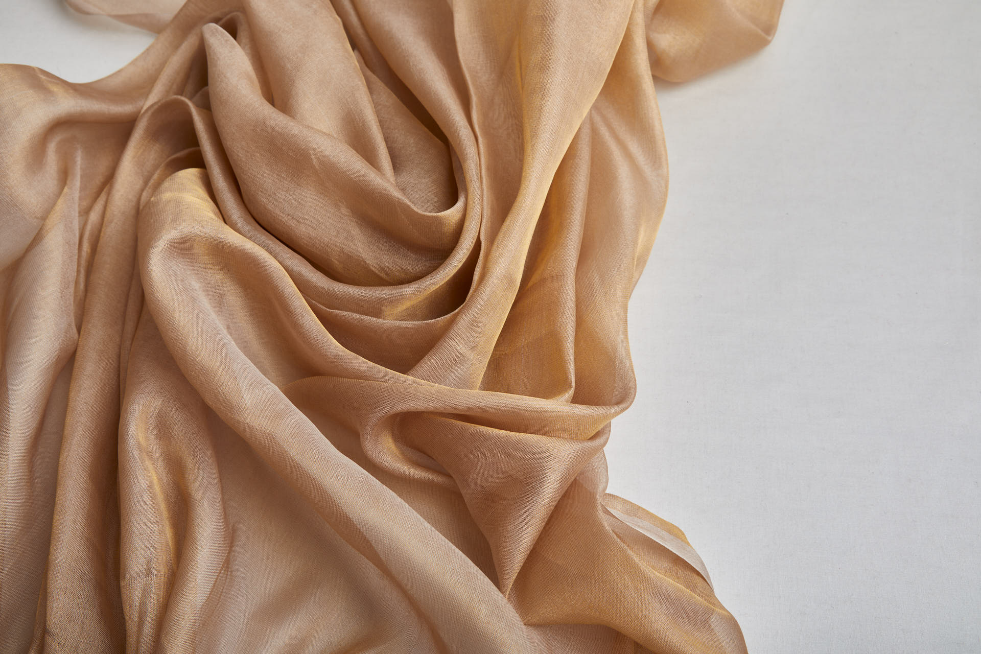 Silk Metallic Chiffon - Caramel fabric, image 2 of 12