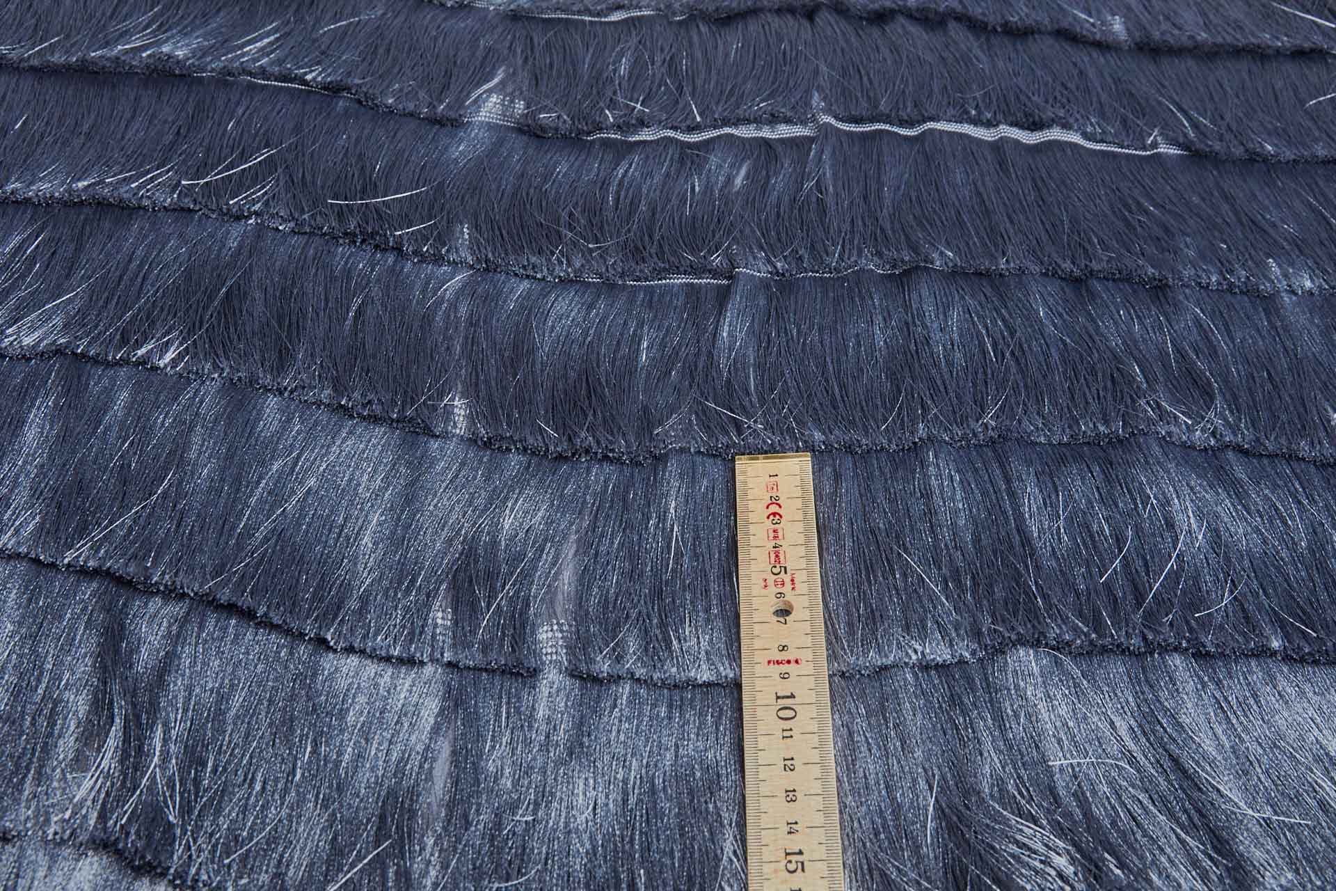 Linear Viscose Fringing on Chiffon - Blue Grey fabric, image 3 of 9