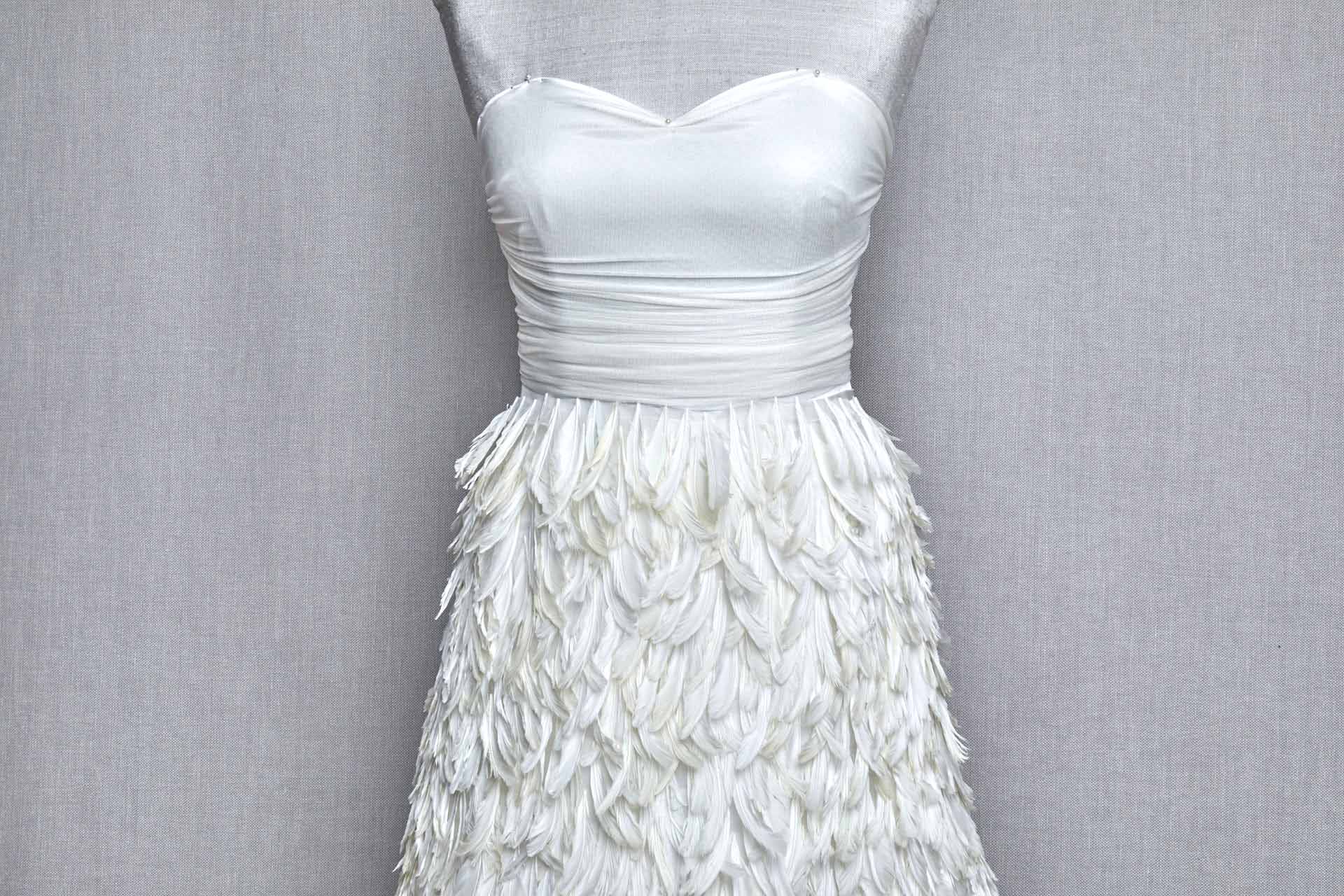 Ivory Goose Feather on Tulle fabric, image 4 of 6