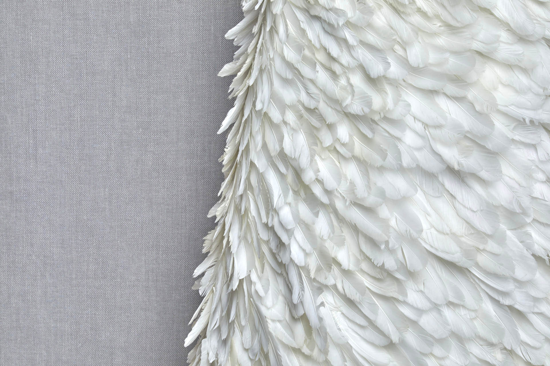 Diagonal Ivory Goose Feather on Tulle fabric, image 4 of 5