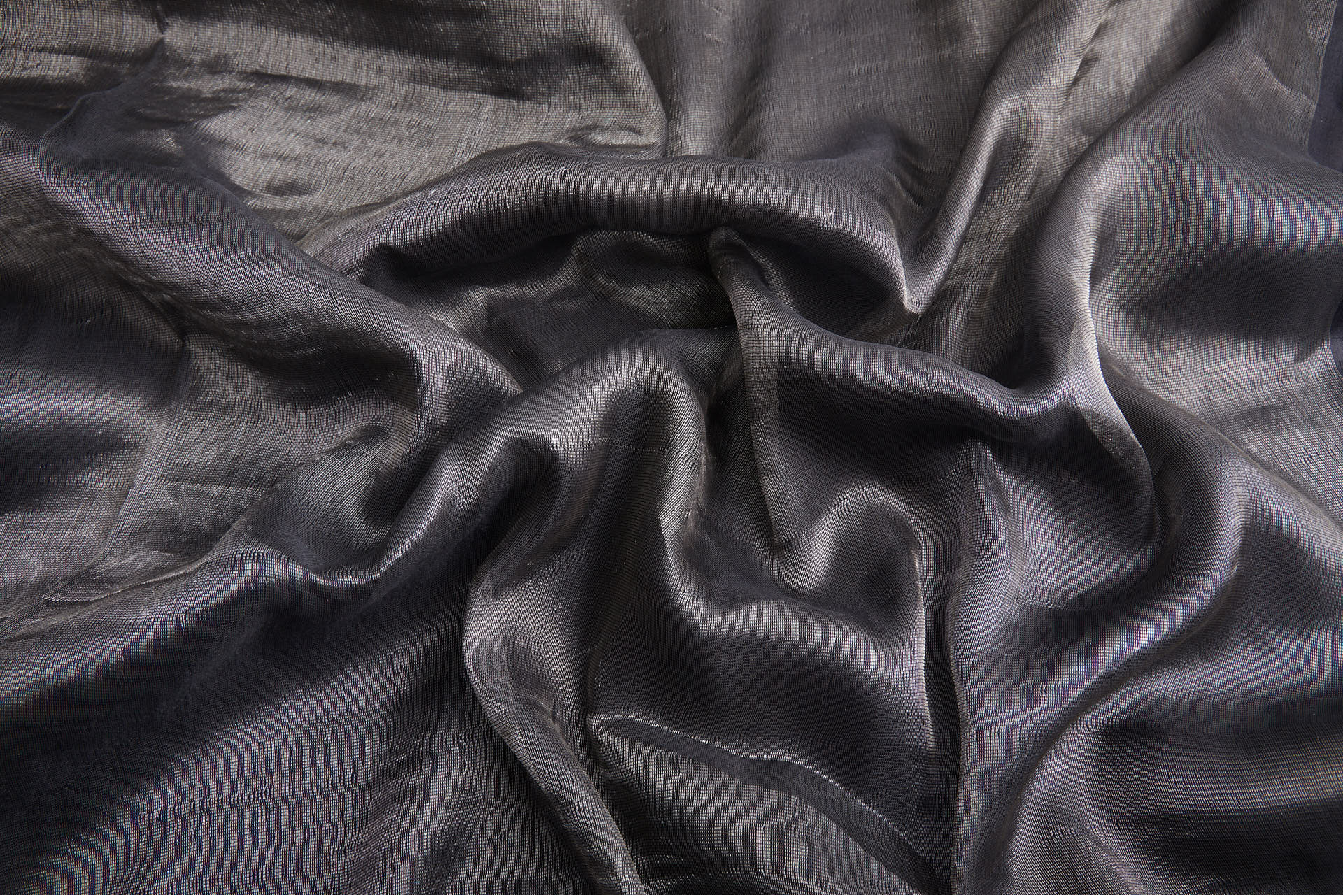 Silk Metallic Chiffon - Black Silver fabric, image 6 of 12