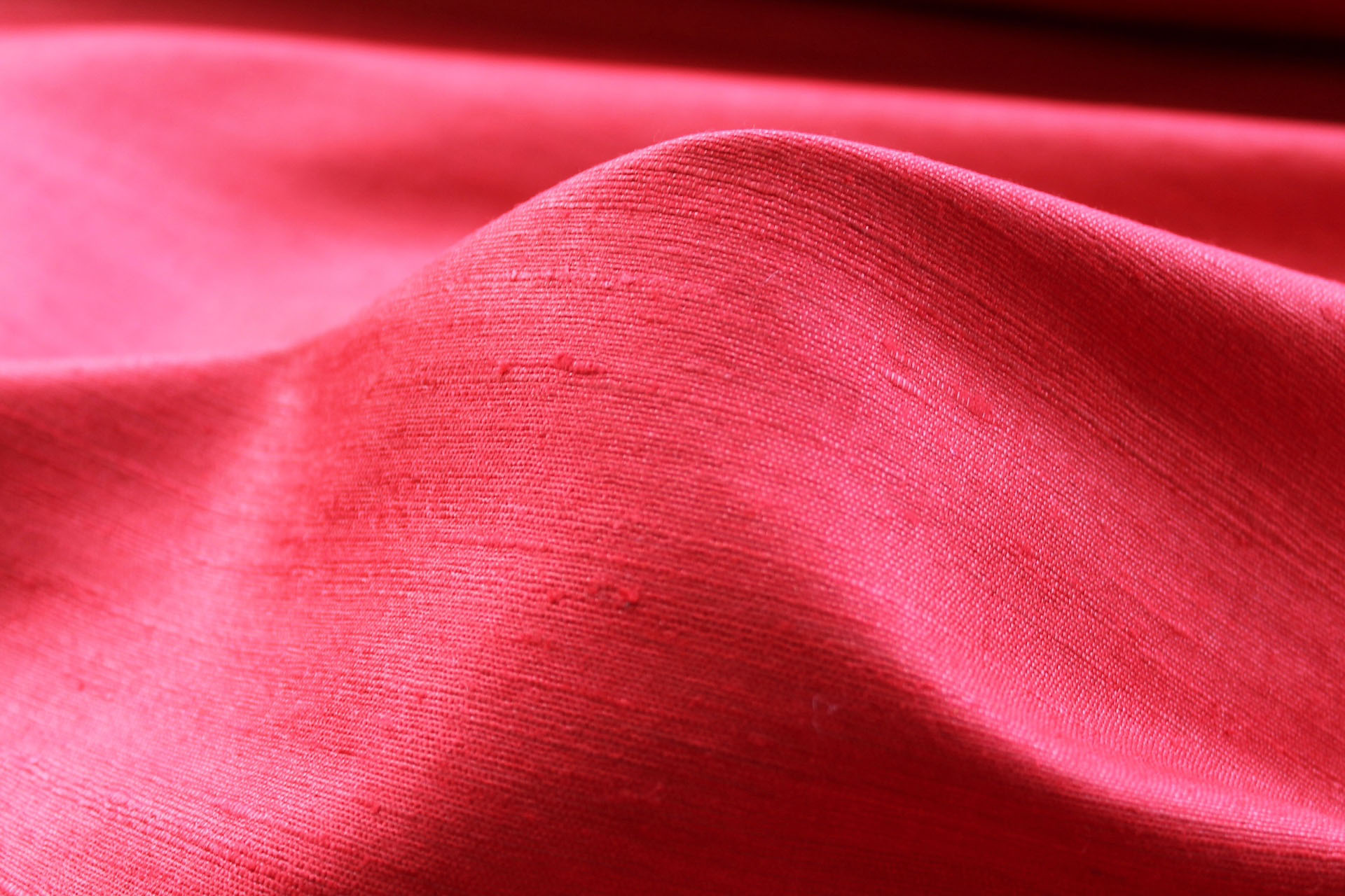 Bright Red Textured Raw Silk Tassar fabric, image 5 of 6