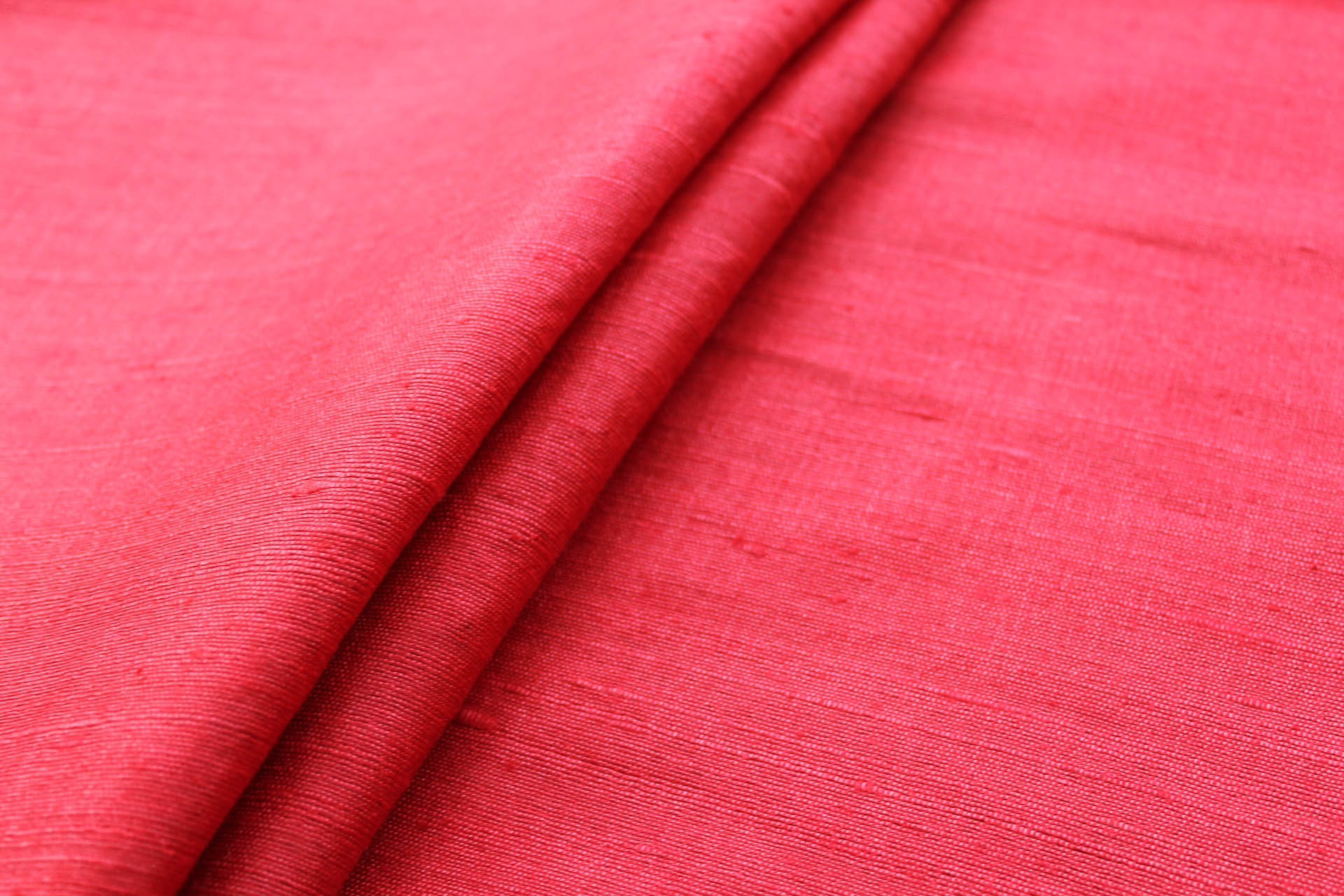 Bright Red Textured Raw Silk Tassar fabric, image 6 of 6