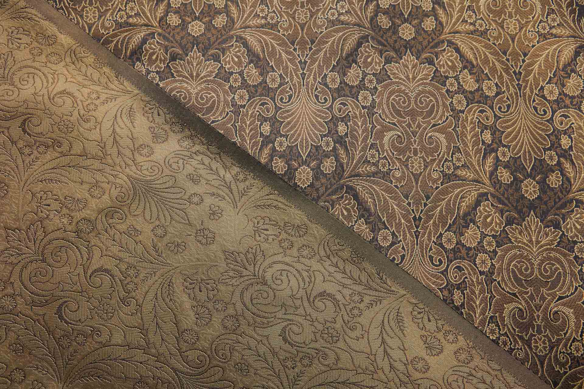 Banaras Brocade - Decorative Floral Black, Straw and Brass fabric, image 4 of 9