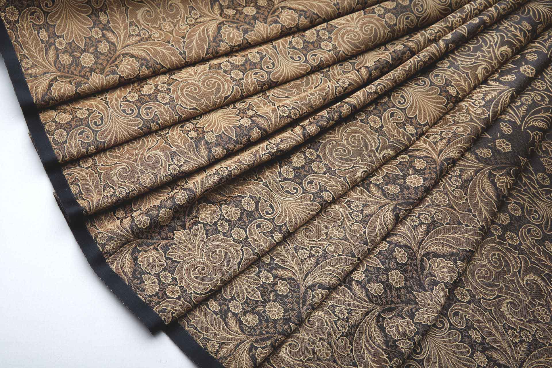 Banaras Brocade - Decorative Floral Black, Straw and Brass fabric, image 7 of 9