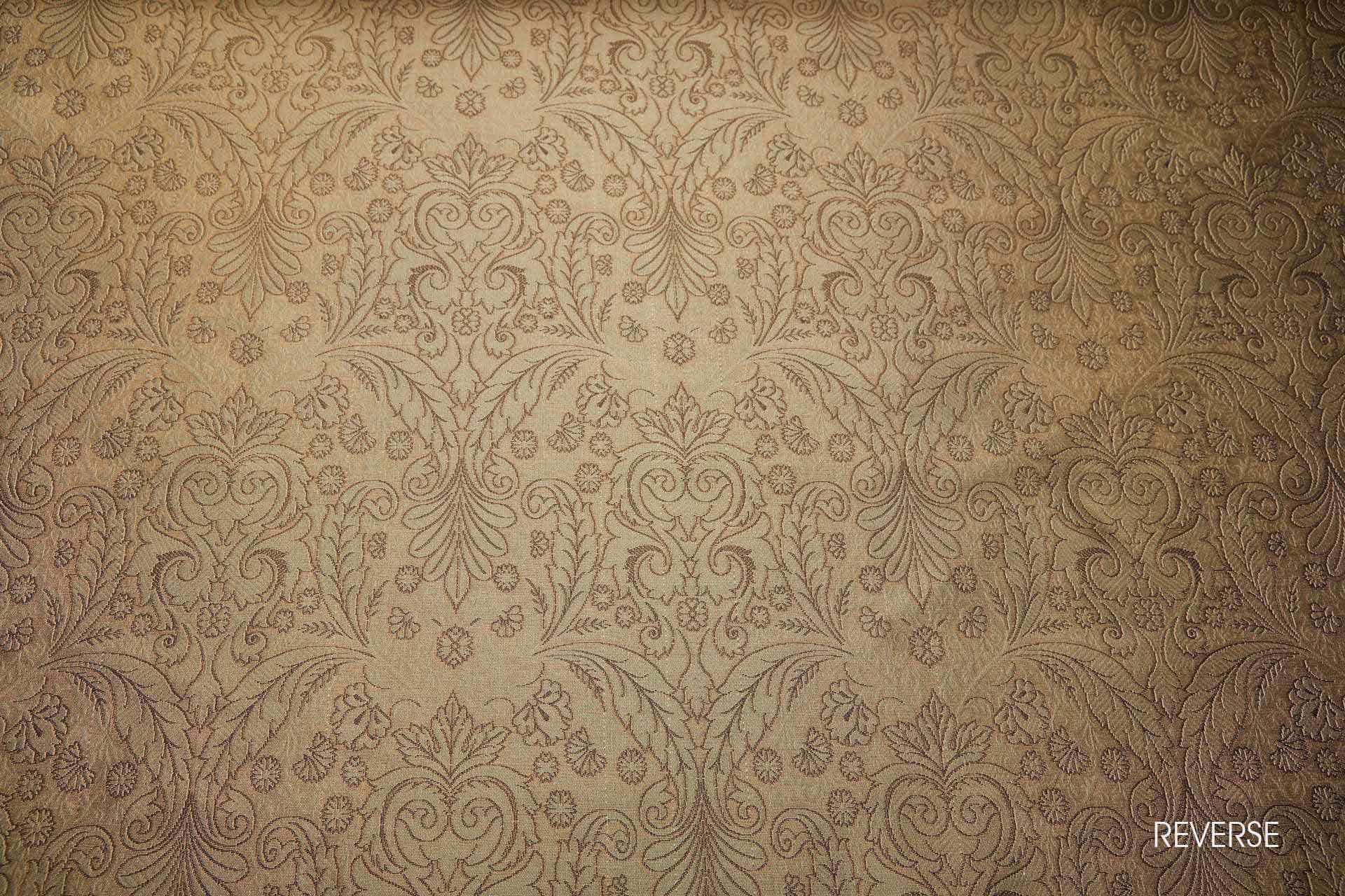 Banaras Brocade - Decorative Floral Black, Straw and Brass fabric, image 5 of 9