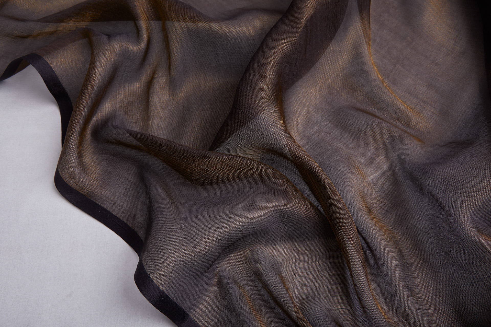 Silk Metallic Chiffon - Black/Gold fabric, image 3 of 12