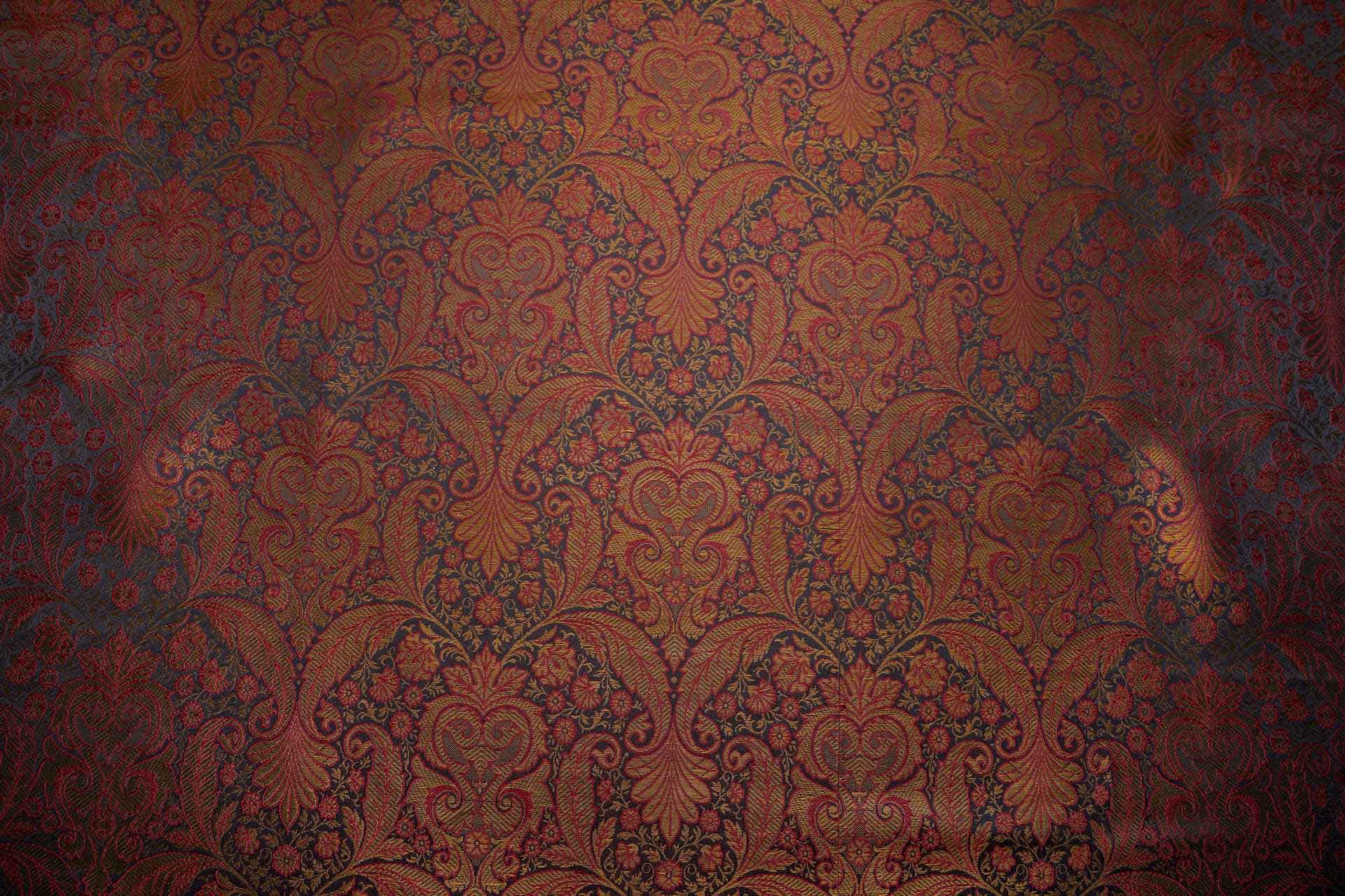 Banaras Brocade - Decorative Floral Black, Red and Brass fabric, image 9 of 9