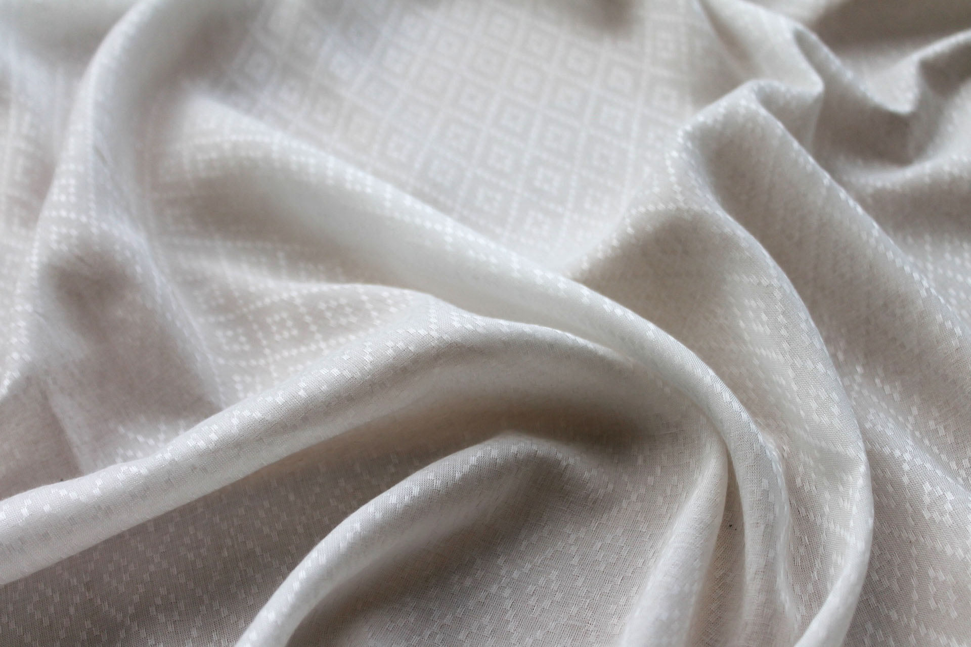 Aloe Vera Fibre Dobby Diamond Check Weave in Ivory fabric, image 2 of 5