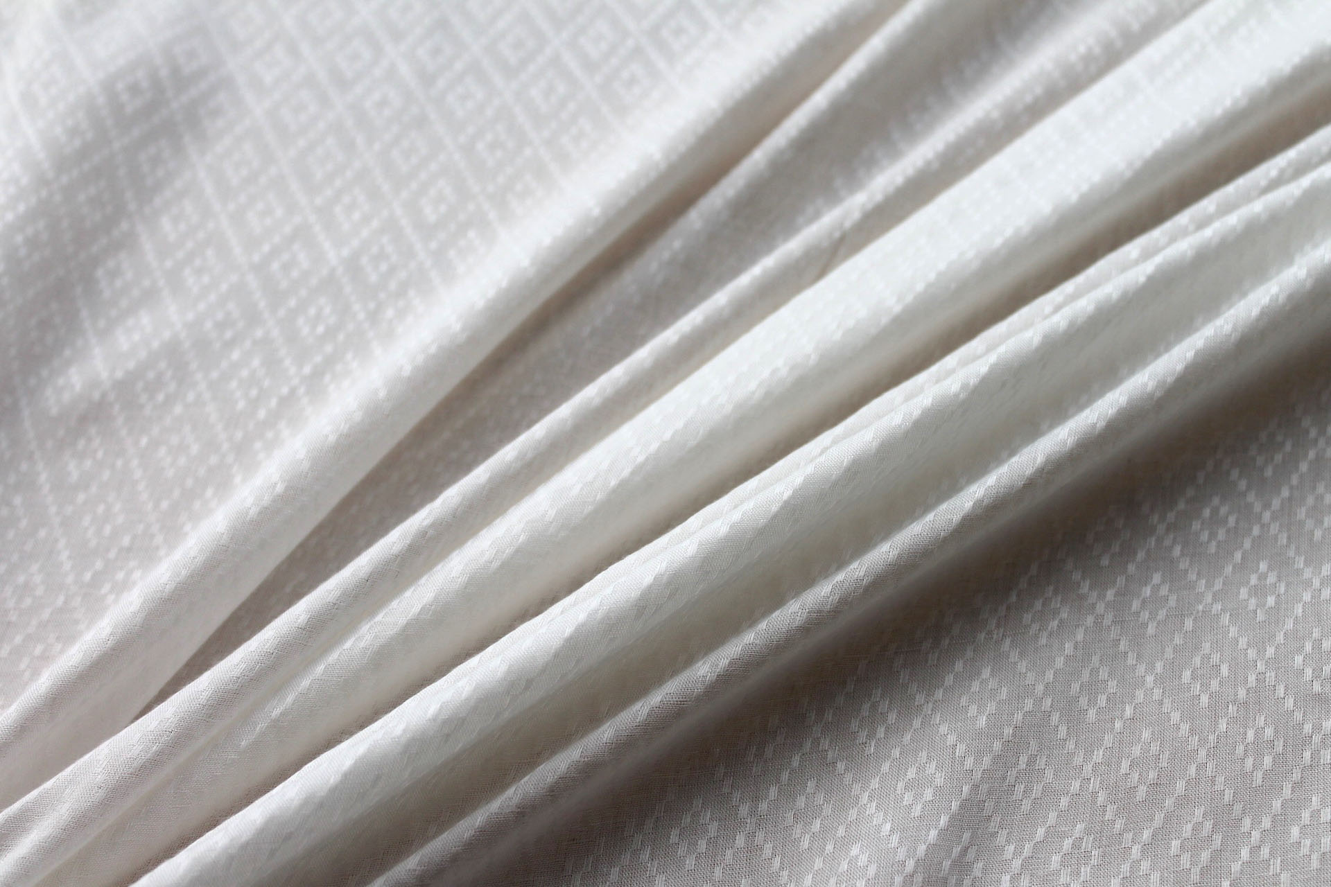 Aloe Vera Fibre Dobby Diamond Check Weave in Ivory fabric