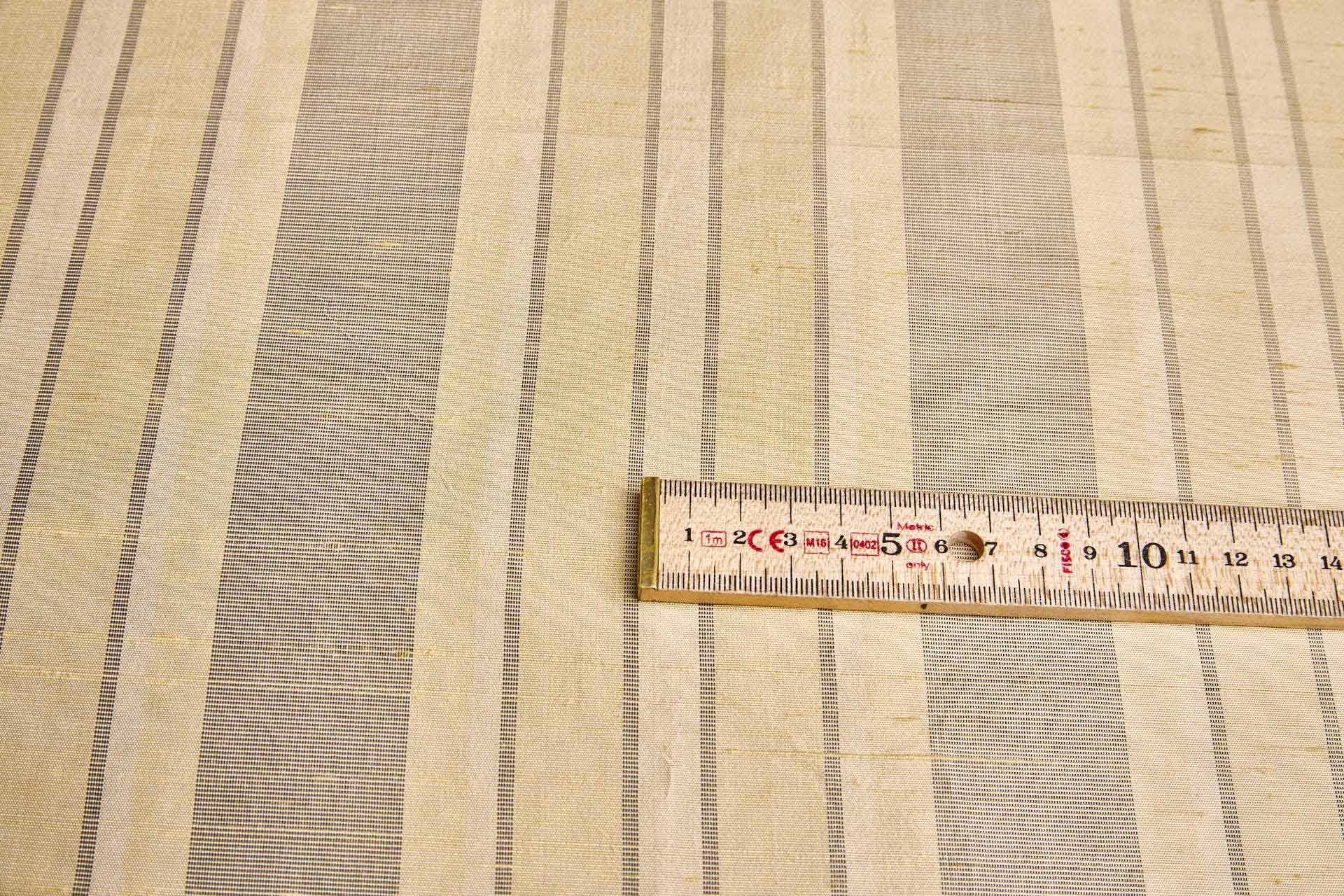 Striped Silk Dupion - Pale Yellow and Navy fabric, image 2 of 7
