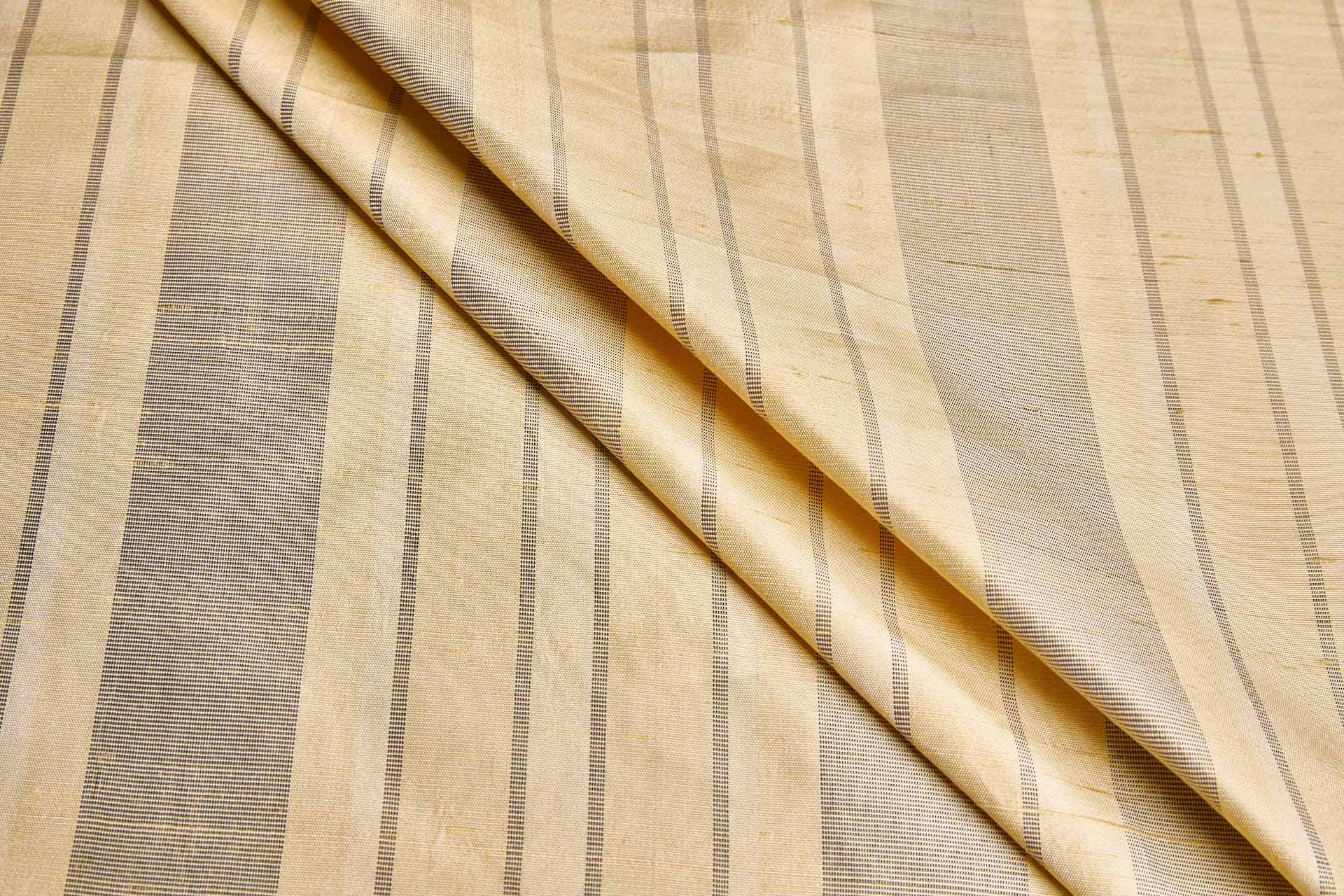 Striped Silk Dupion - Pale Yellow and Navy fabric, image 3 of 7