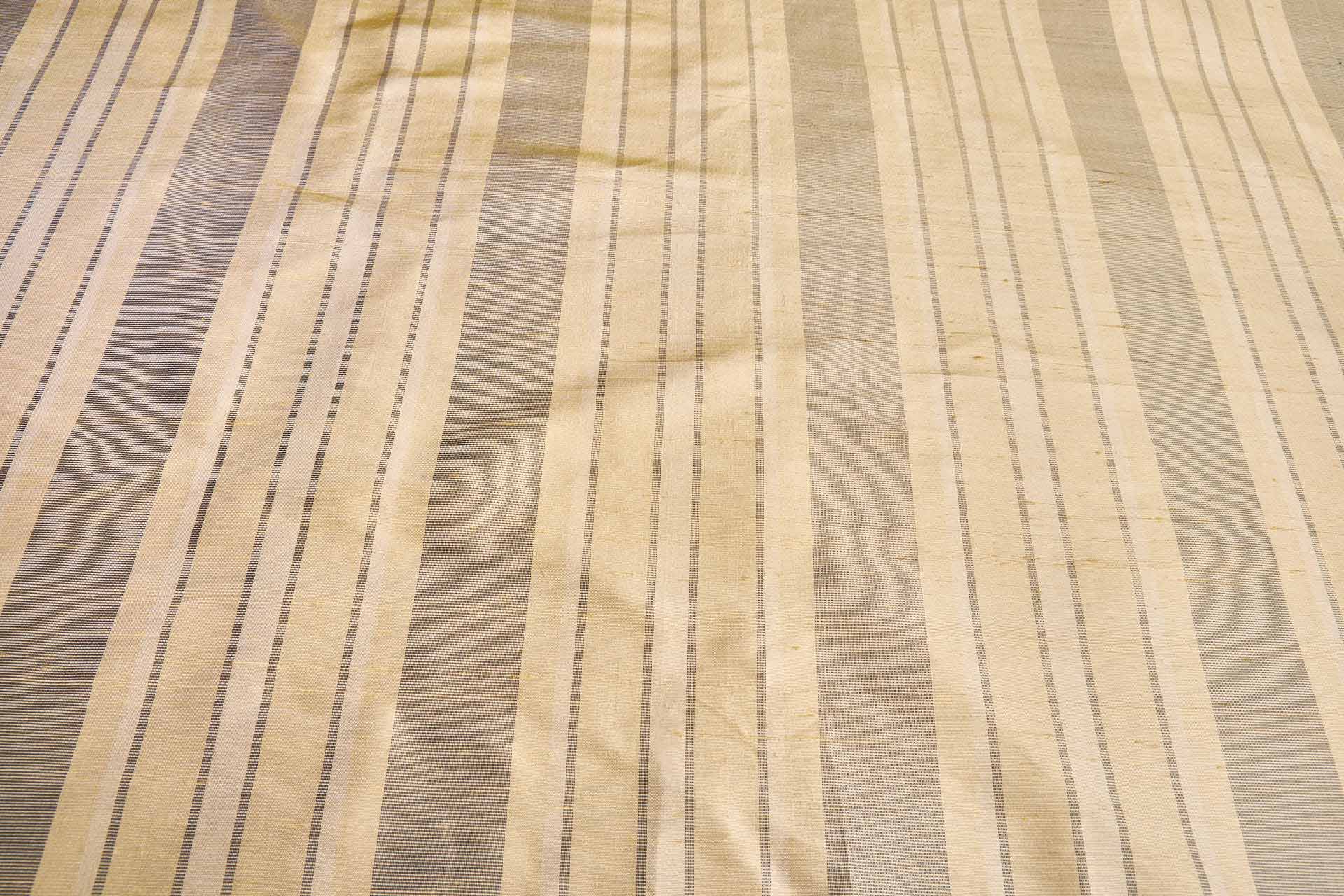 Striped Silk Dupion - Pale Yellow and Navy fabric, image 4 of 7