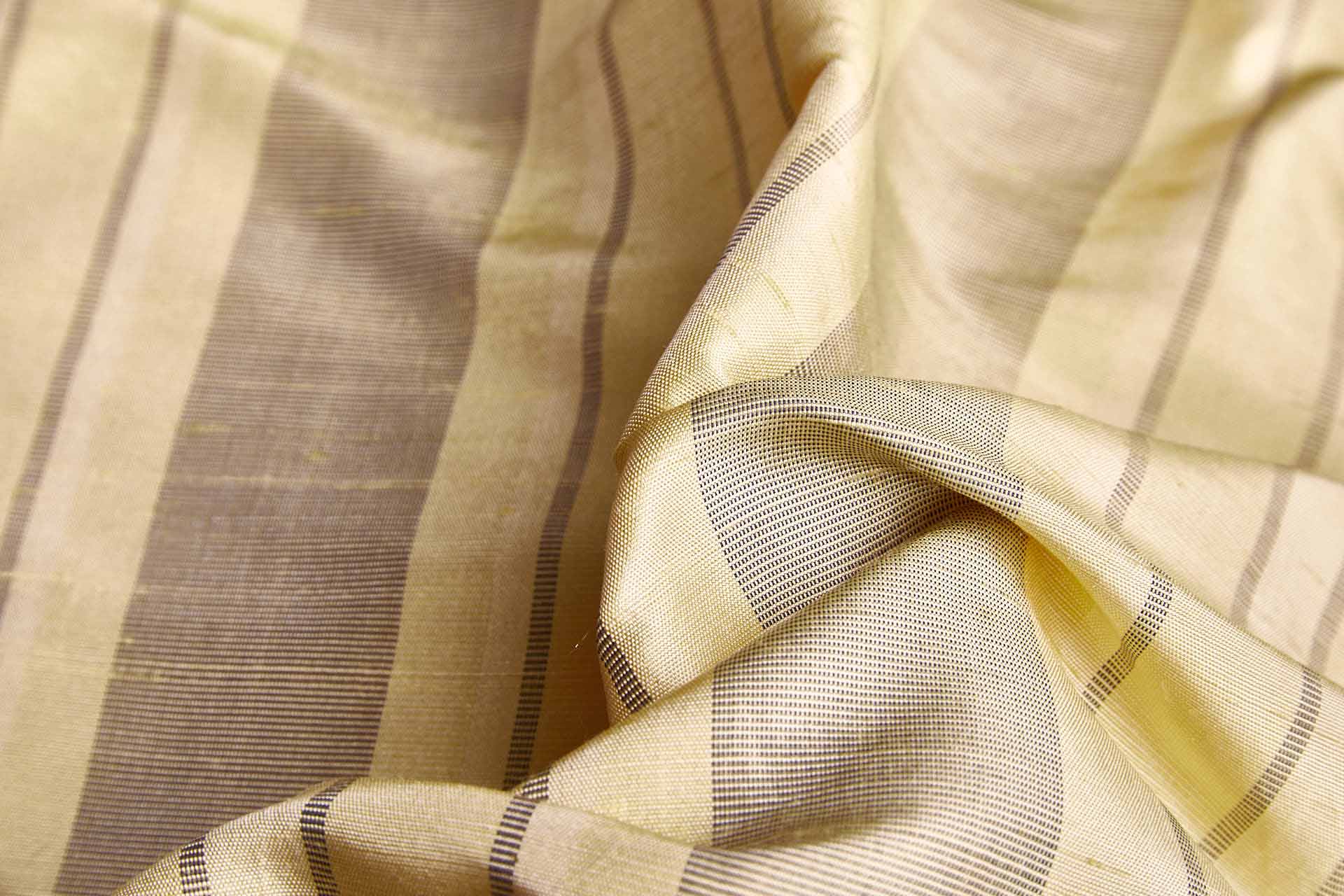 Striped Silk Dupion - Pale Yellow and Navy fabric, image 6 of 7