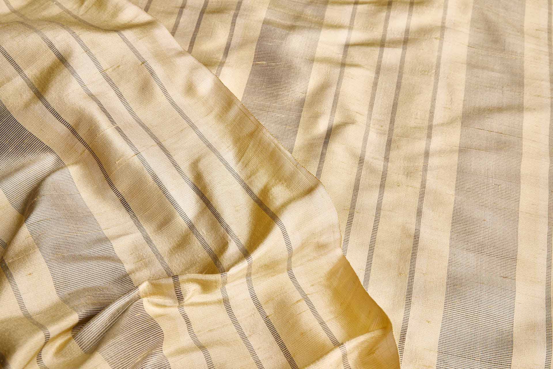 Striped Silk Dupion - Pale Yellow and Navy fabric