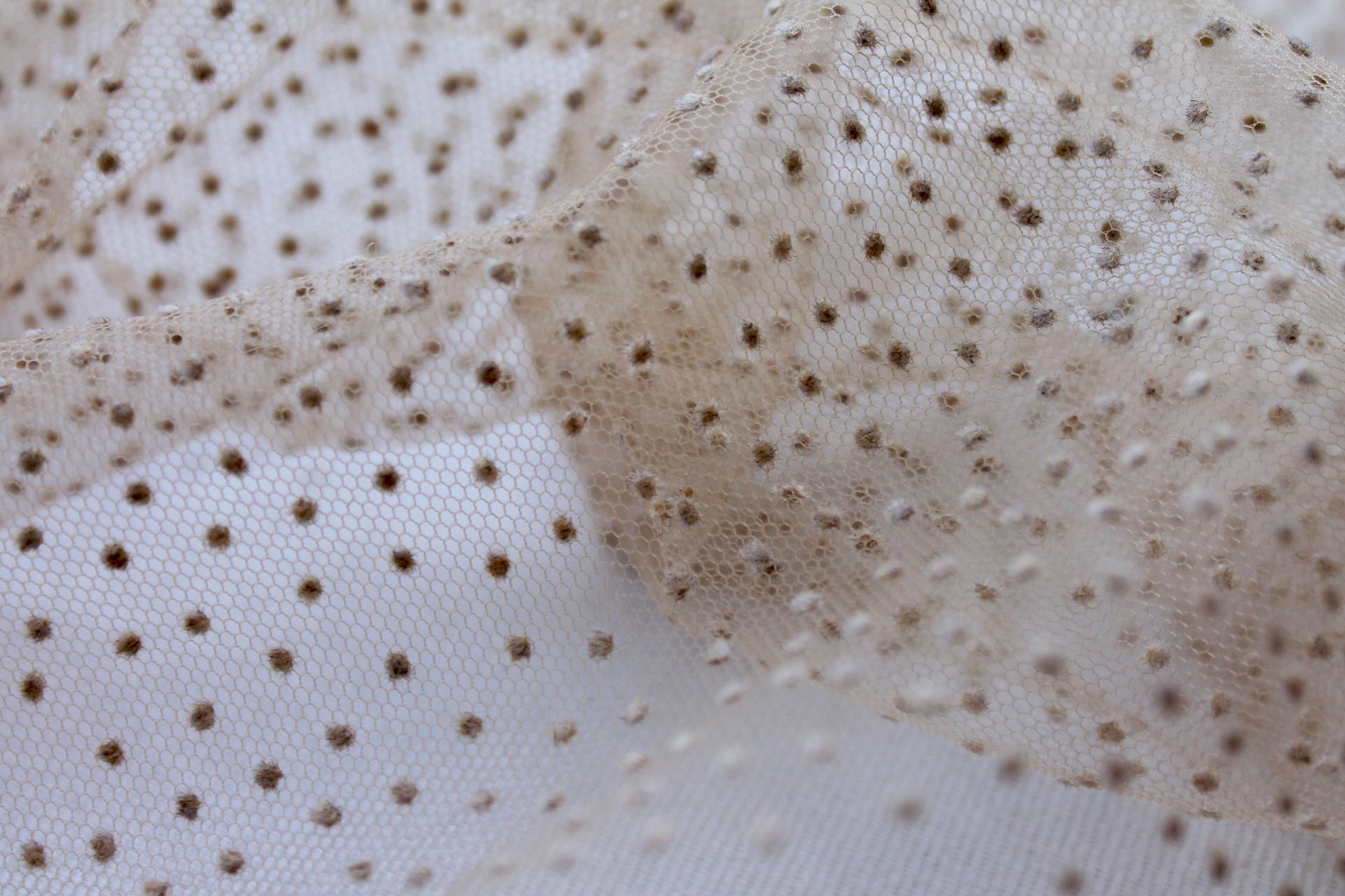 Flock Spot / Dot Tulle - Nude fabric, image 3 of 6