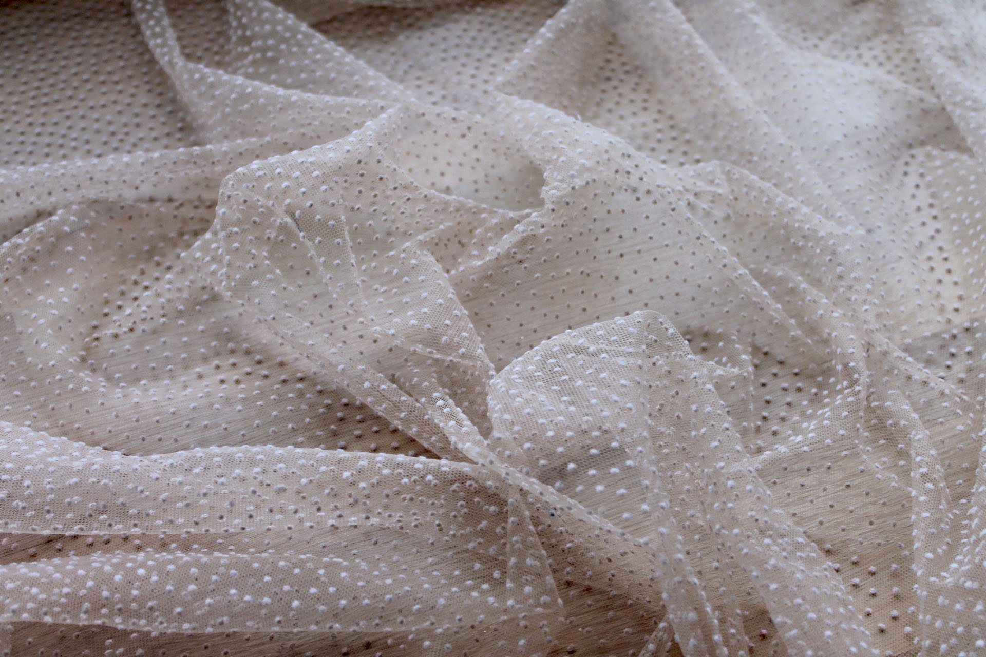 Flock Spot / Dot Tulle - Nude fabric, image 5 of 6