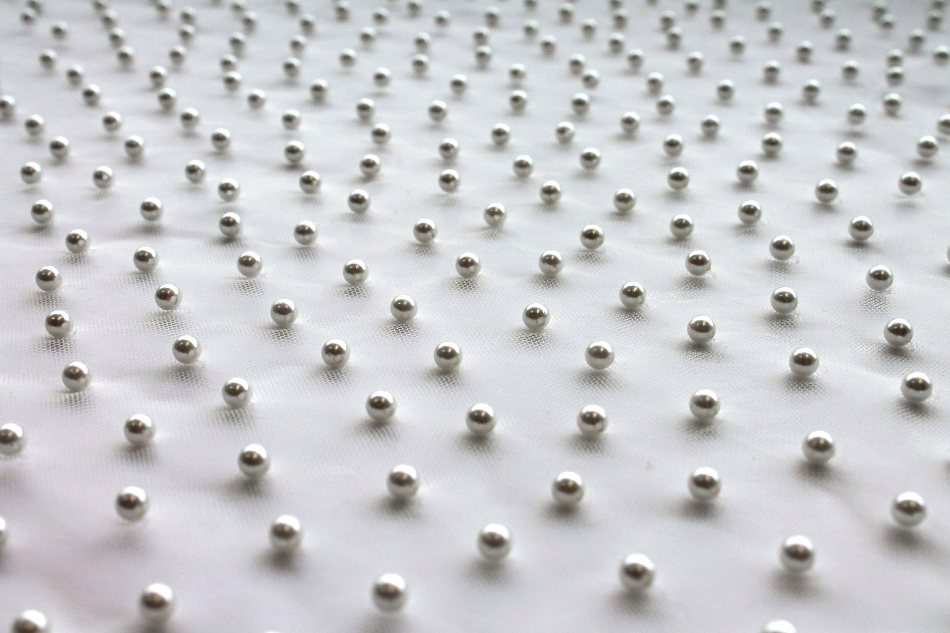 Medium Ivory Pearls on Ivory Nylon Tulle fabric, image 2 of 5