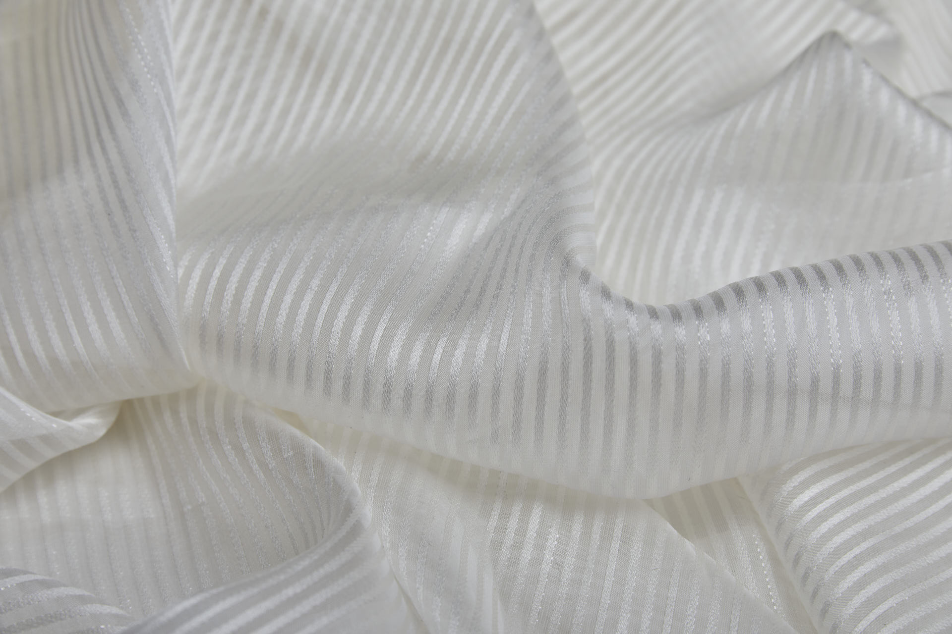 Satin Stripe and Lurex Silk Chiffon - Ivory fabric, image 3 of 7