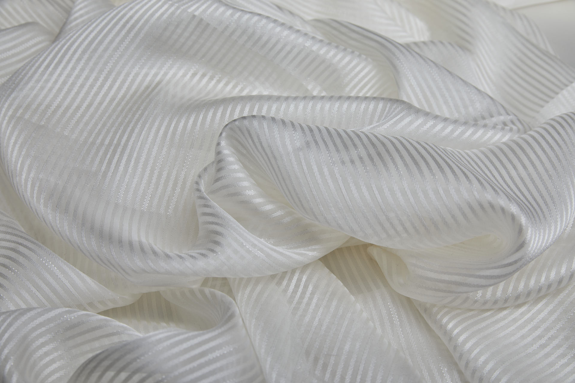 Satin Stripe and Lurex Silk Chiffon - Ivory fabric, image 4 of 7