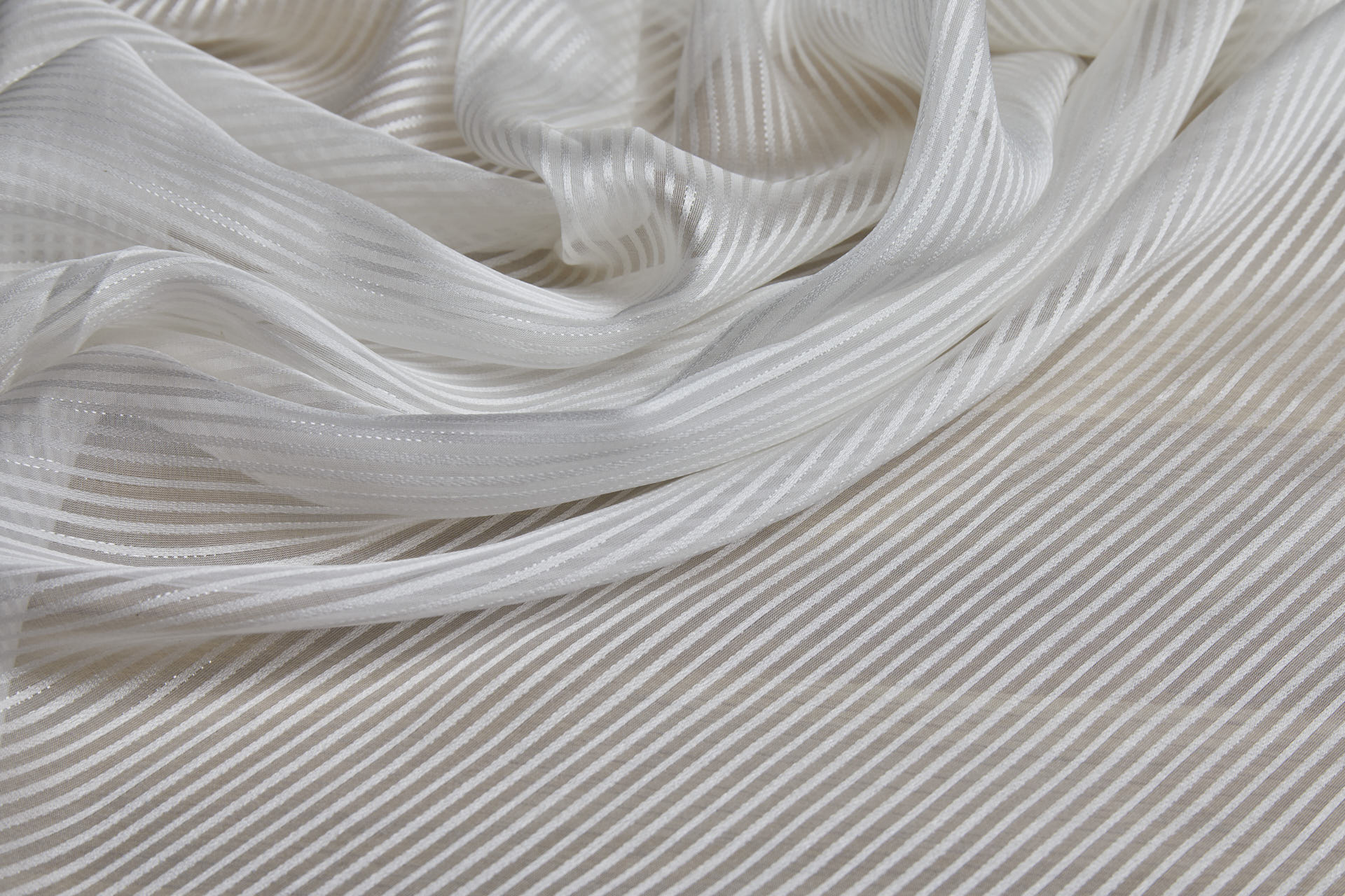 Satin Stripe and Lurex Silk Chiffon - Ivory fabric