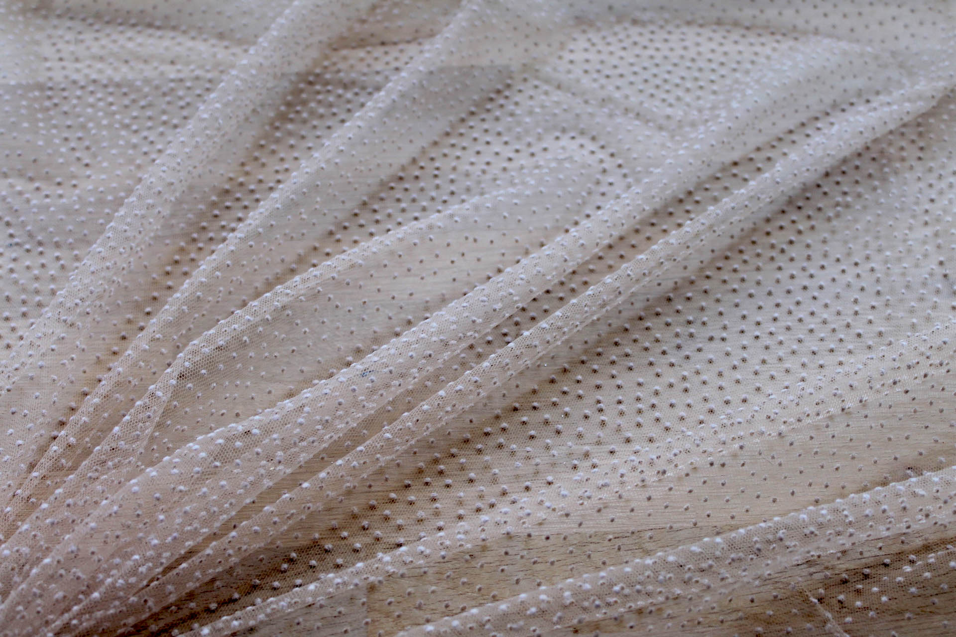 Flock Spot / Dot Tulle - Nude fabric, image 6 of 6