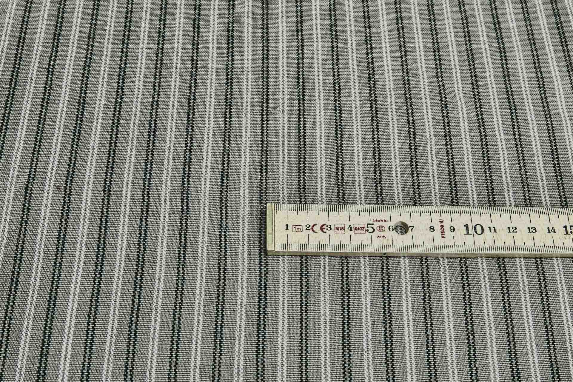 Striped Linen Canvas - Greenish Grey with White and Black fabric, image 3 of 7