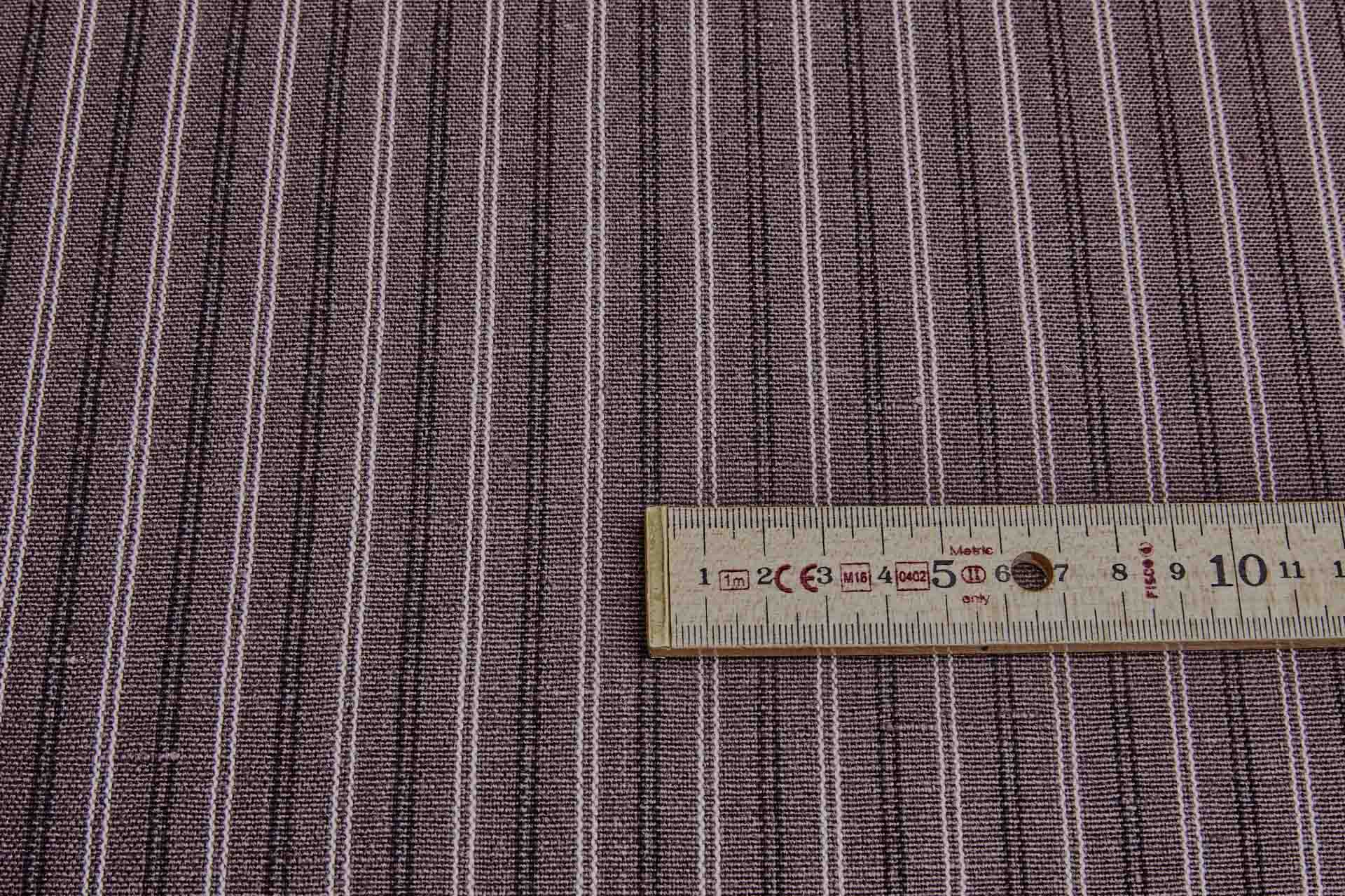 Striped Linen Canvas - Espresso Brown with White and Black fabric, image 2 of 6