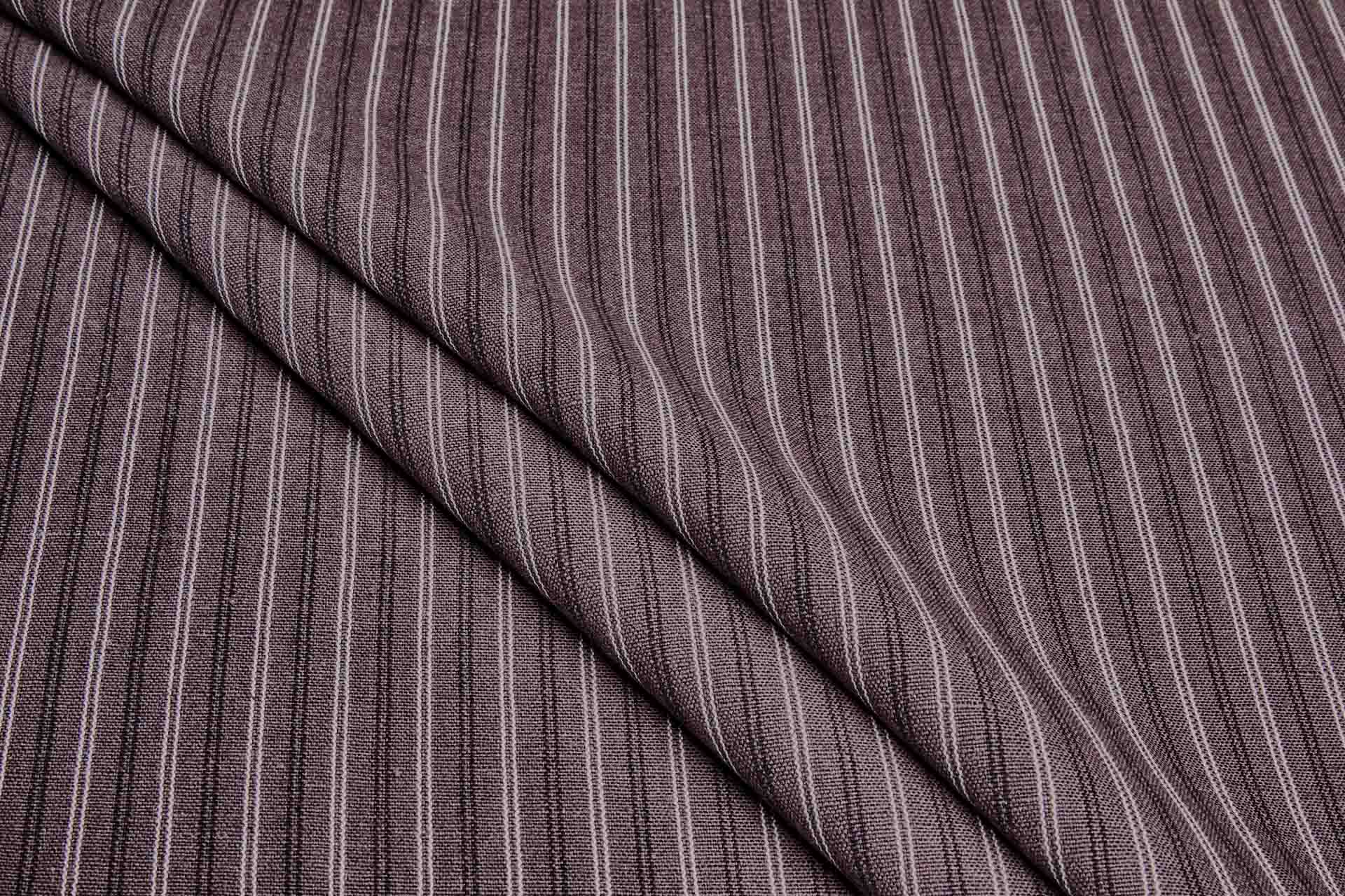 Striped Linen Canvas - Espresso Brown with White and Black fabric