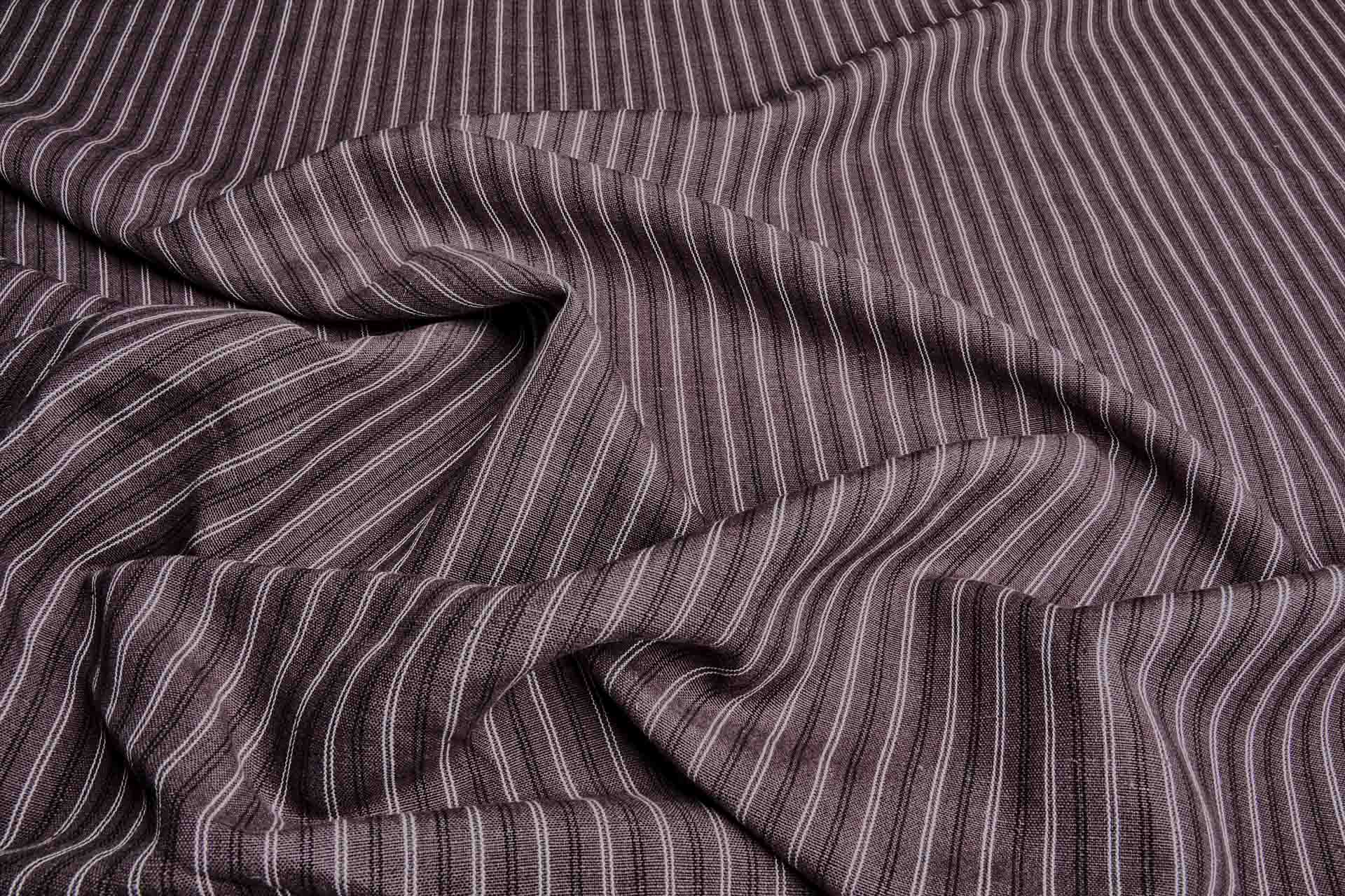 Striped Linen Canvas - Espresso Brown with White and Black fabric, image 3 of 6