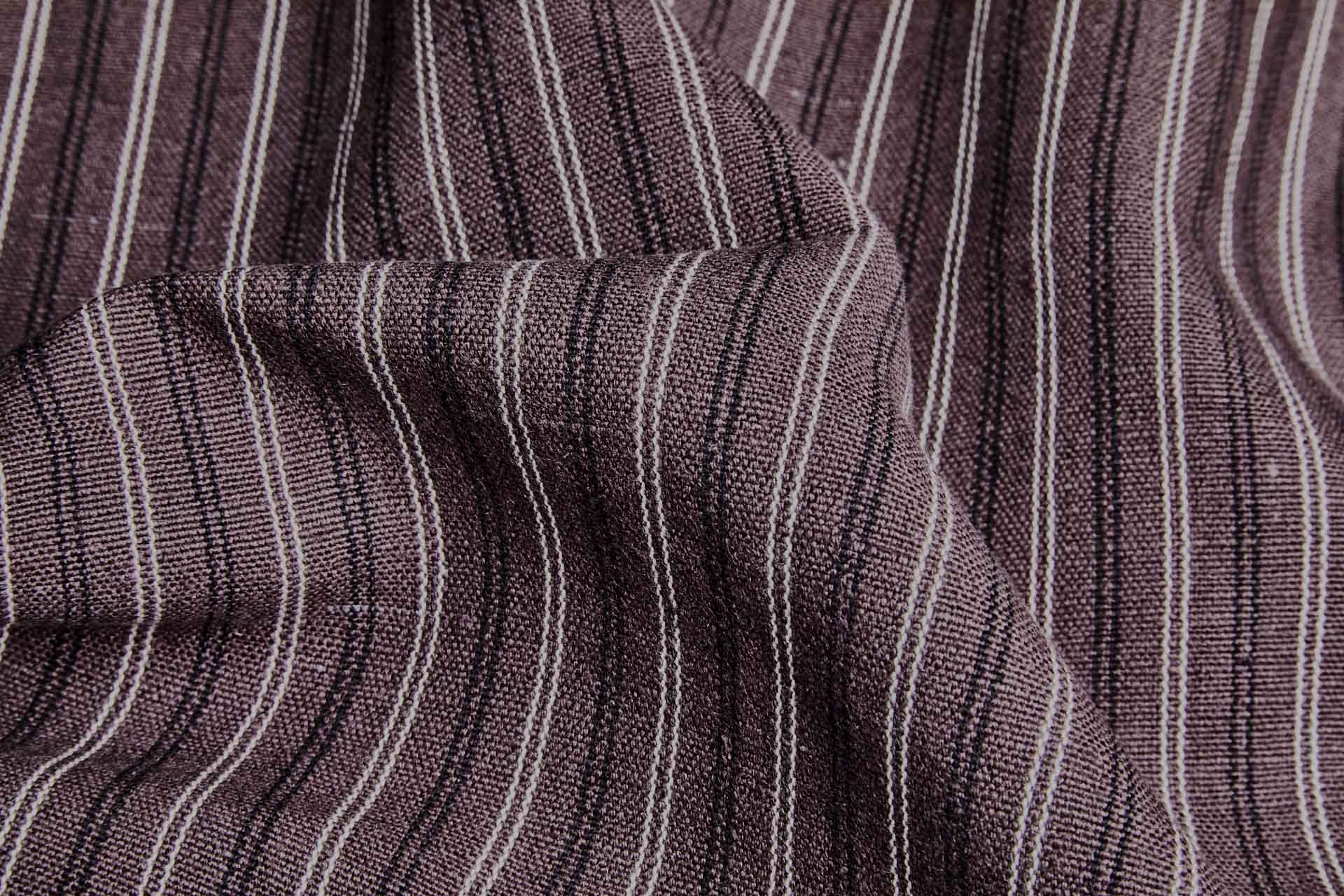 Striped Linen Canvas - Espresso Brown with White and Black fabric, image 4 of 6
