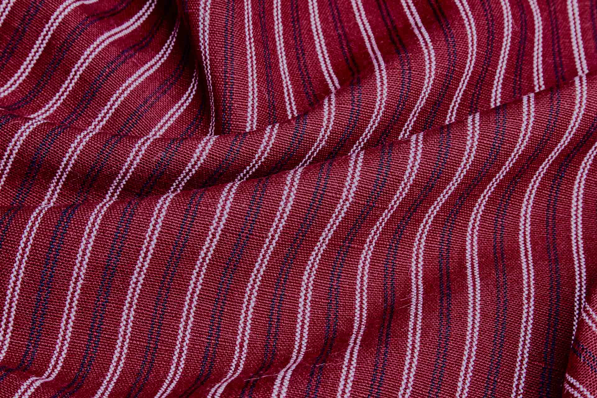Striped Linen Canvas - Rich Red with White and Black fabric, image 5 of 7