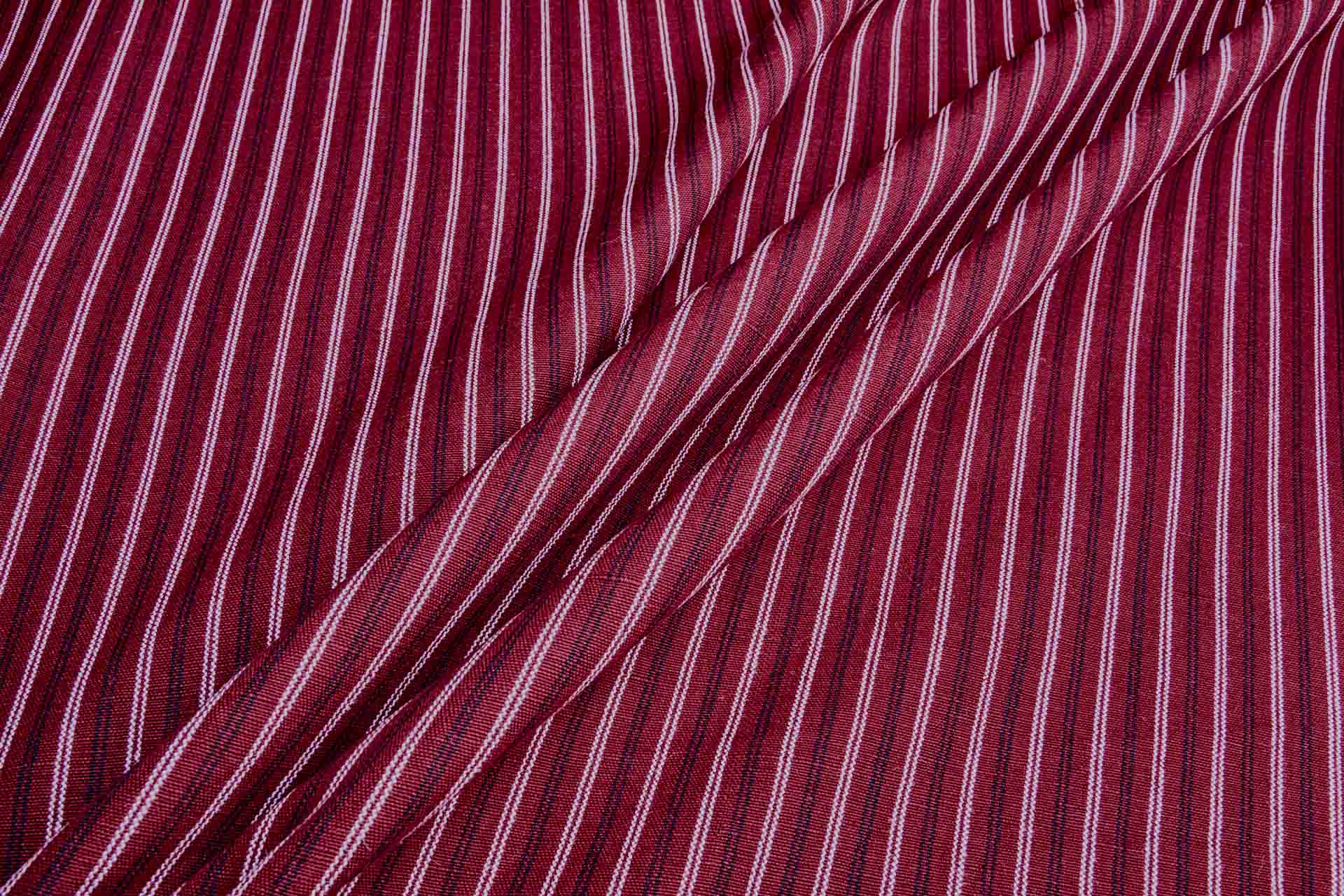 Striped Linen Canvas - Rich Red with White and Black fabric, image 6 of 7