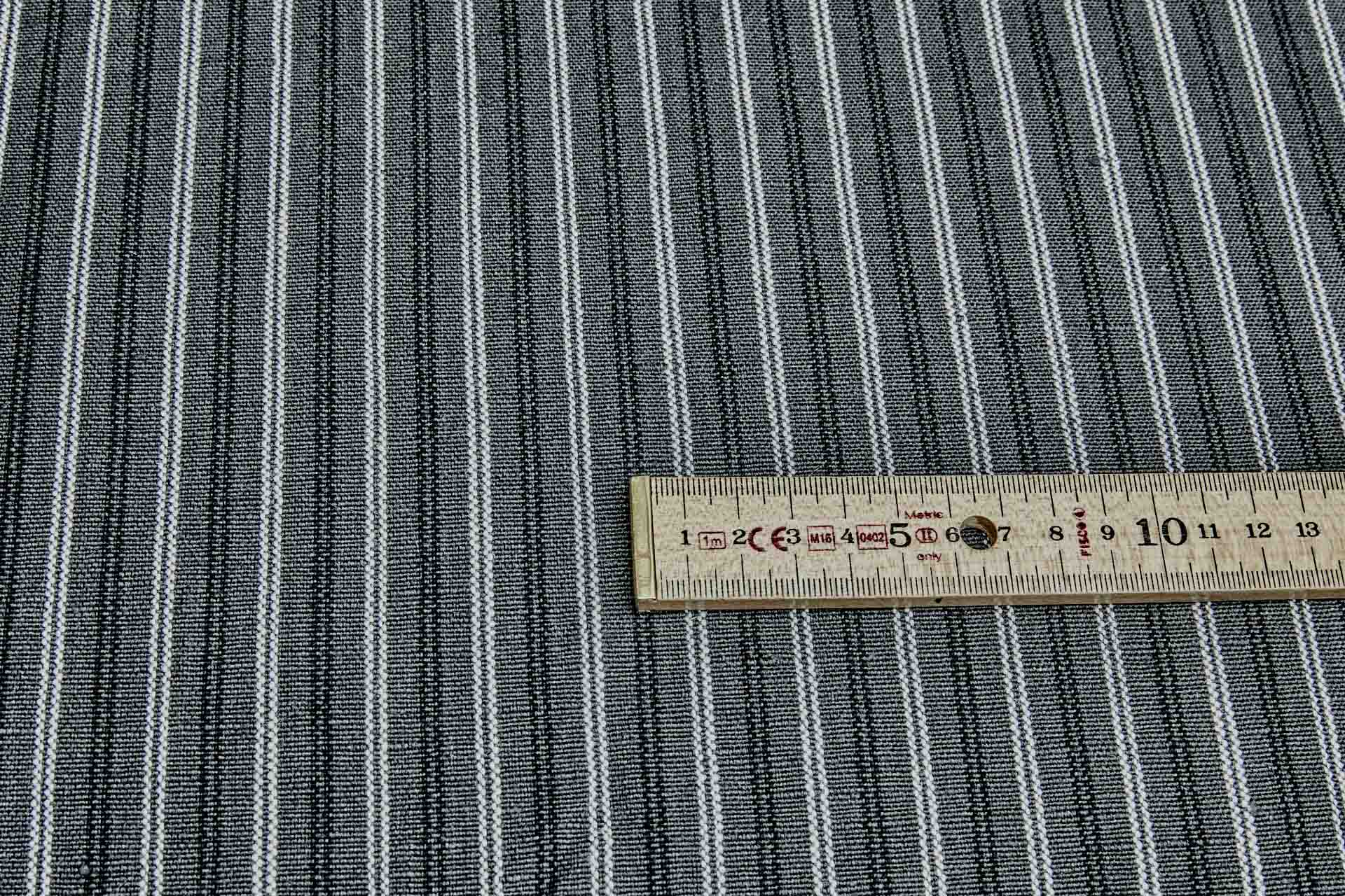 Striped Linen Canvas - Charcoal with White and Black fabric, image 2 of 8