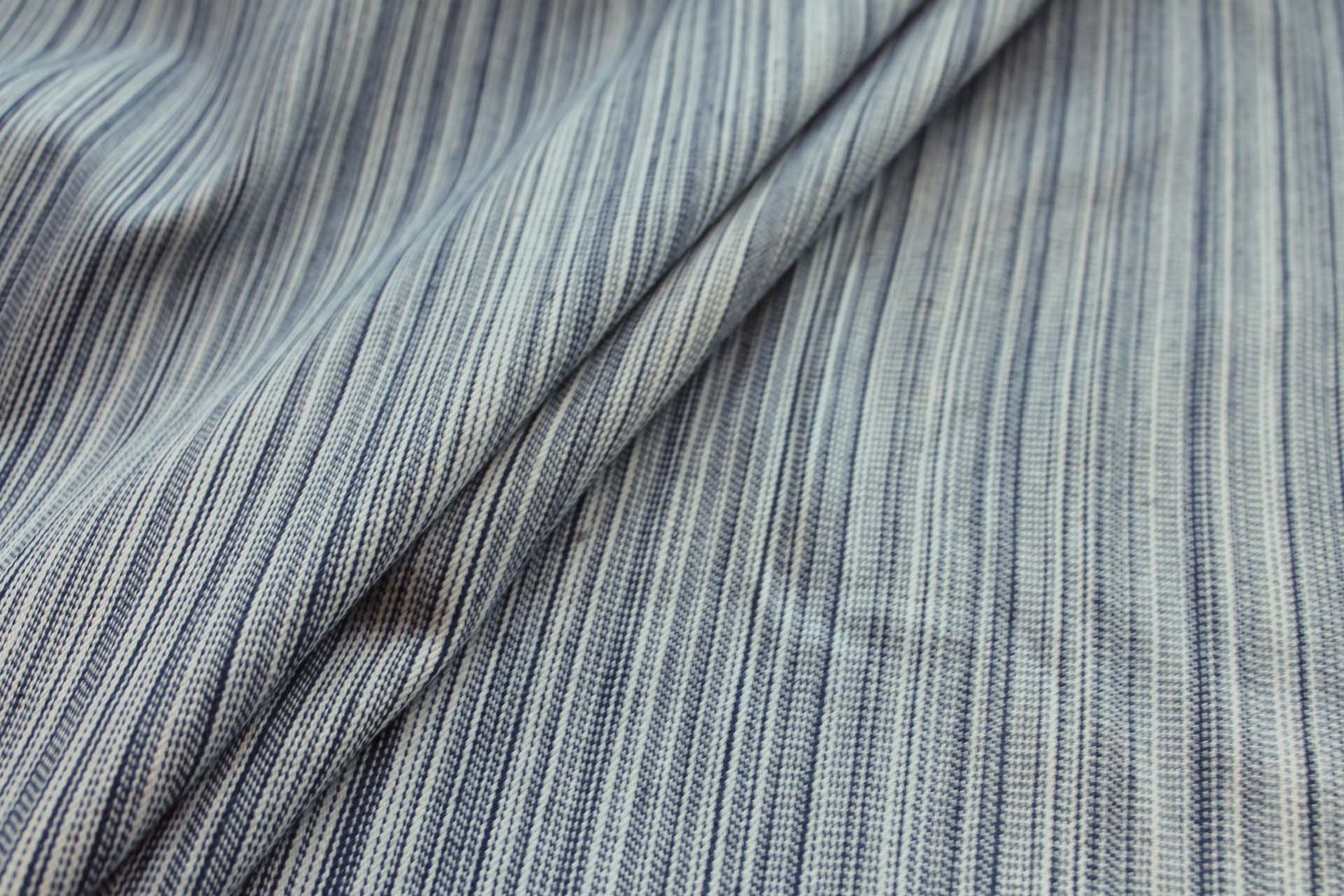 Warp Striped Cotton Denim in Pale blue with Navy fabric, image 7 of 7