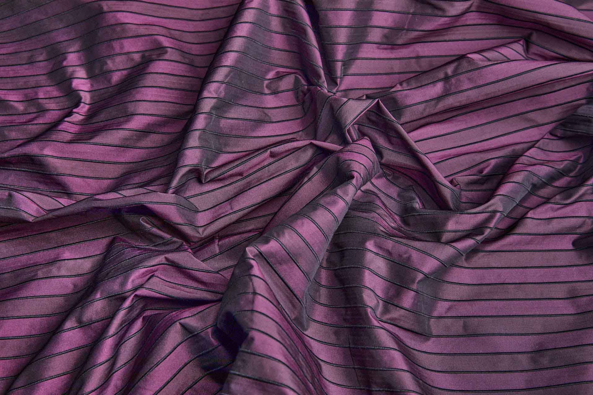 Plum Purple Striped Corded Polyester Taffeta fabric, image 3 of 8